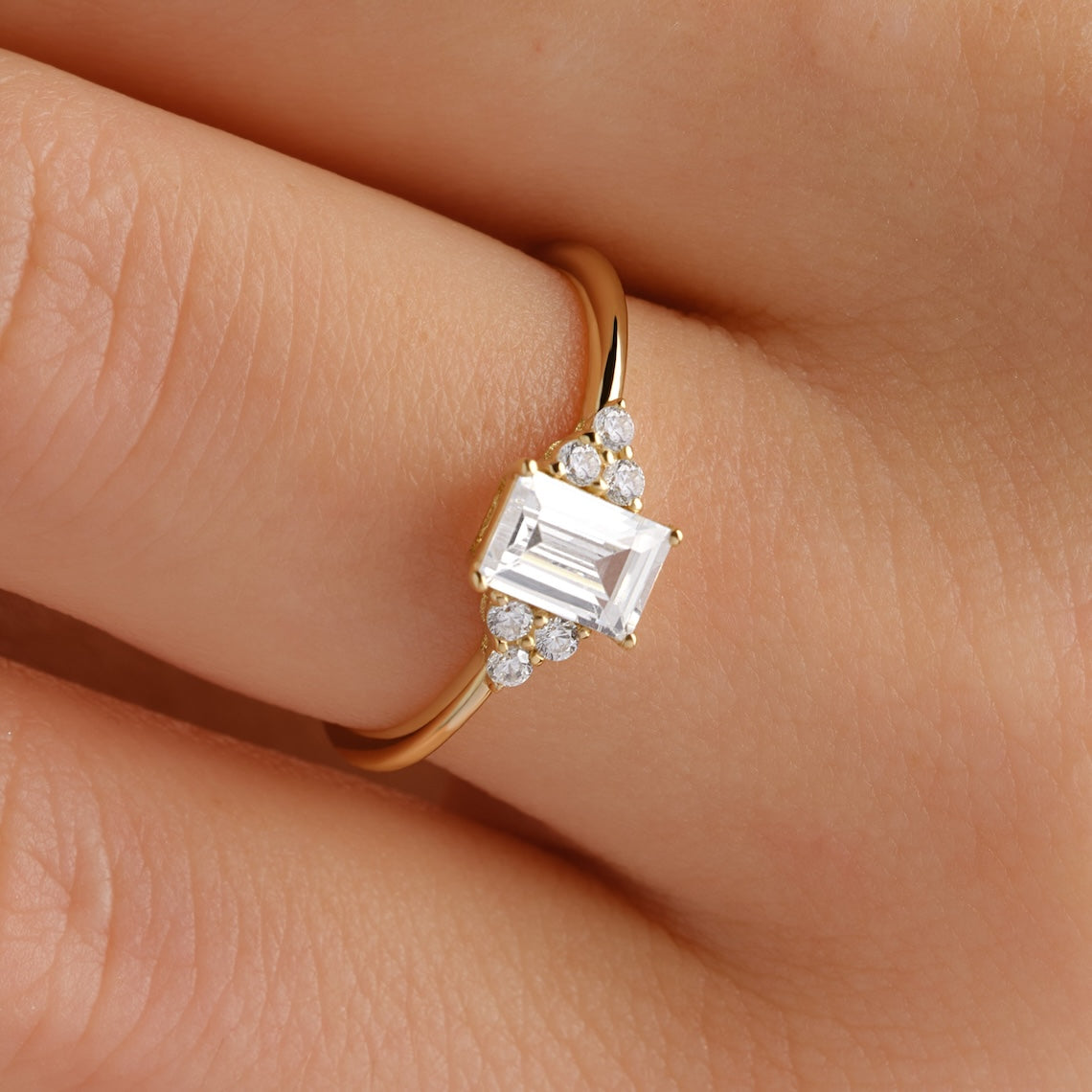 Emerald Cut Diamond Engagement Ring 14k Gold