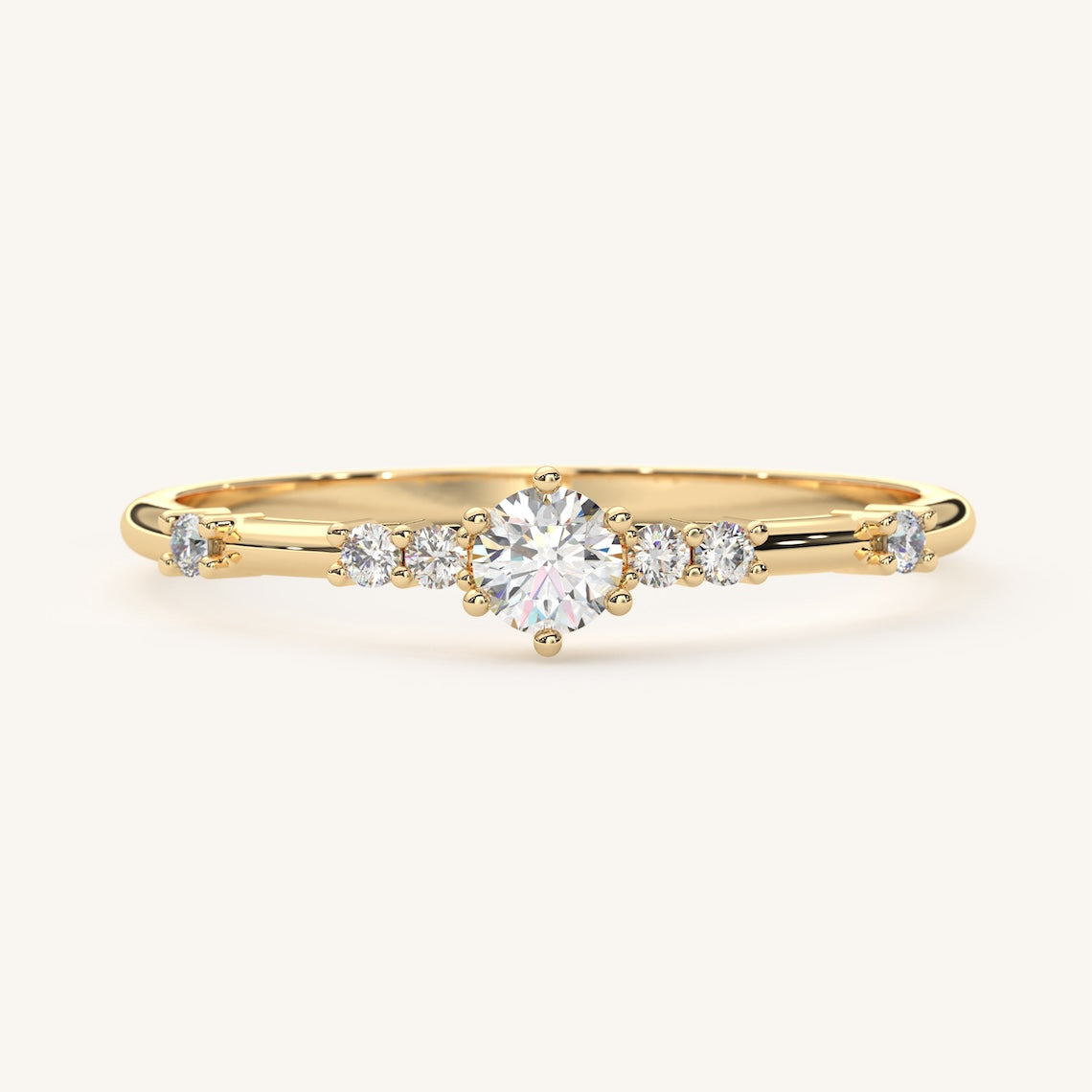 14k Gold Round Diamond Engagement Ring