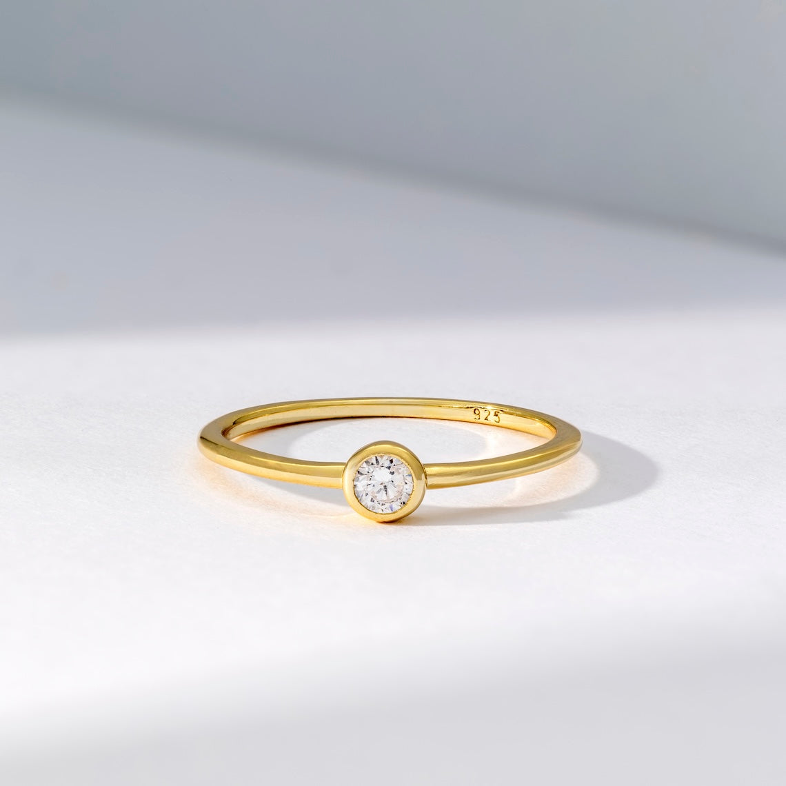 14k Gold Vermeil Solitaire Ring