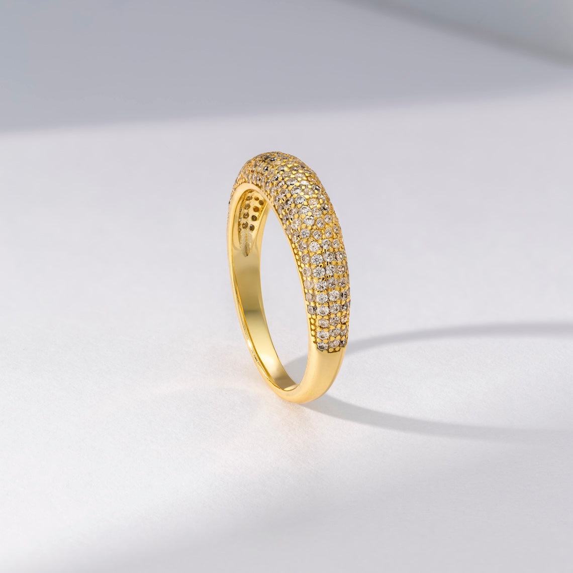 14k Gold Vermeil Pave Dome Ring