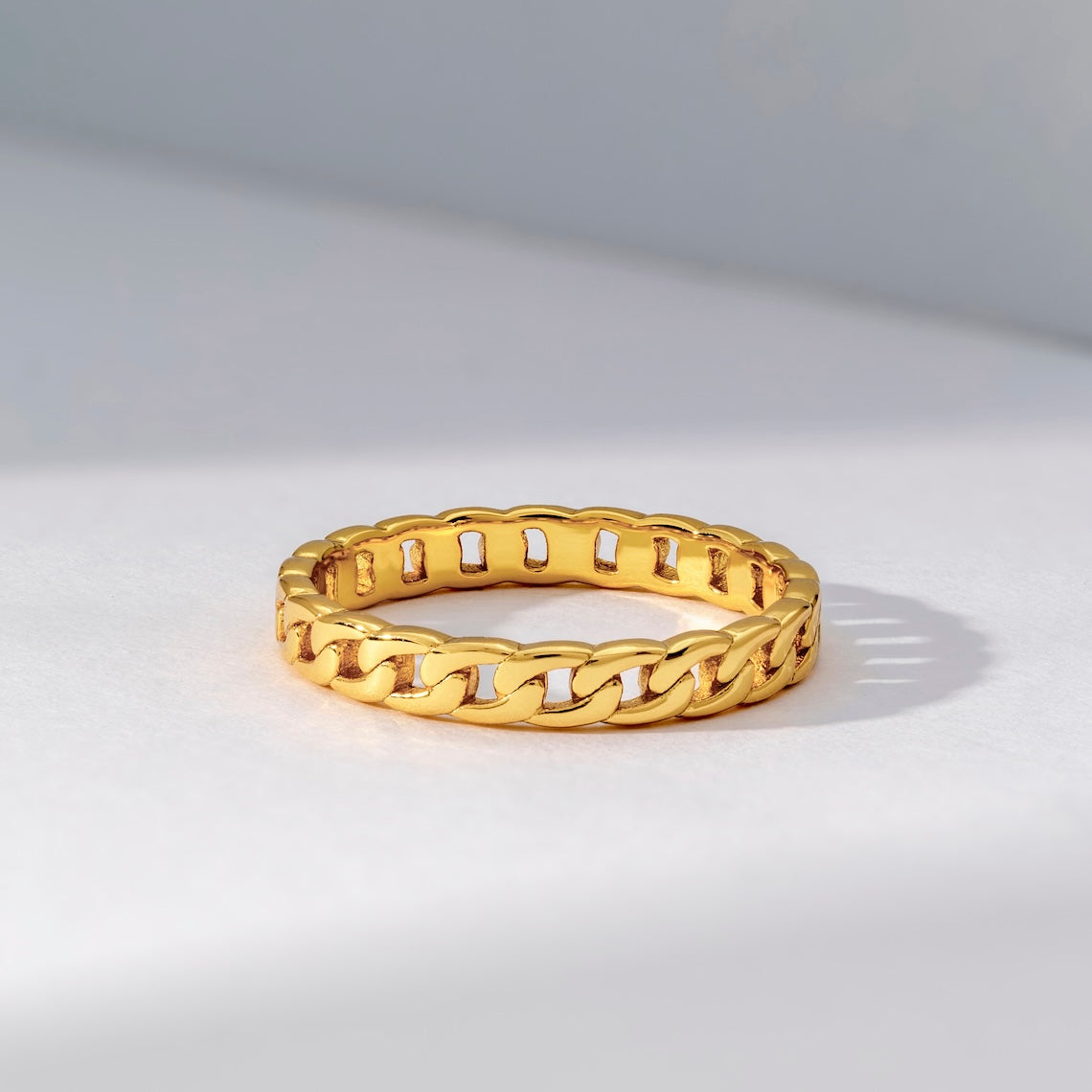 18k Gold Vermeil Cuban Chain Ring