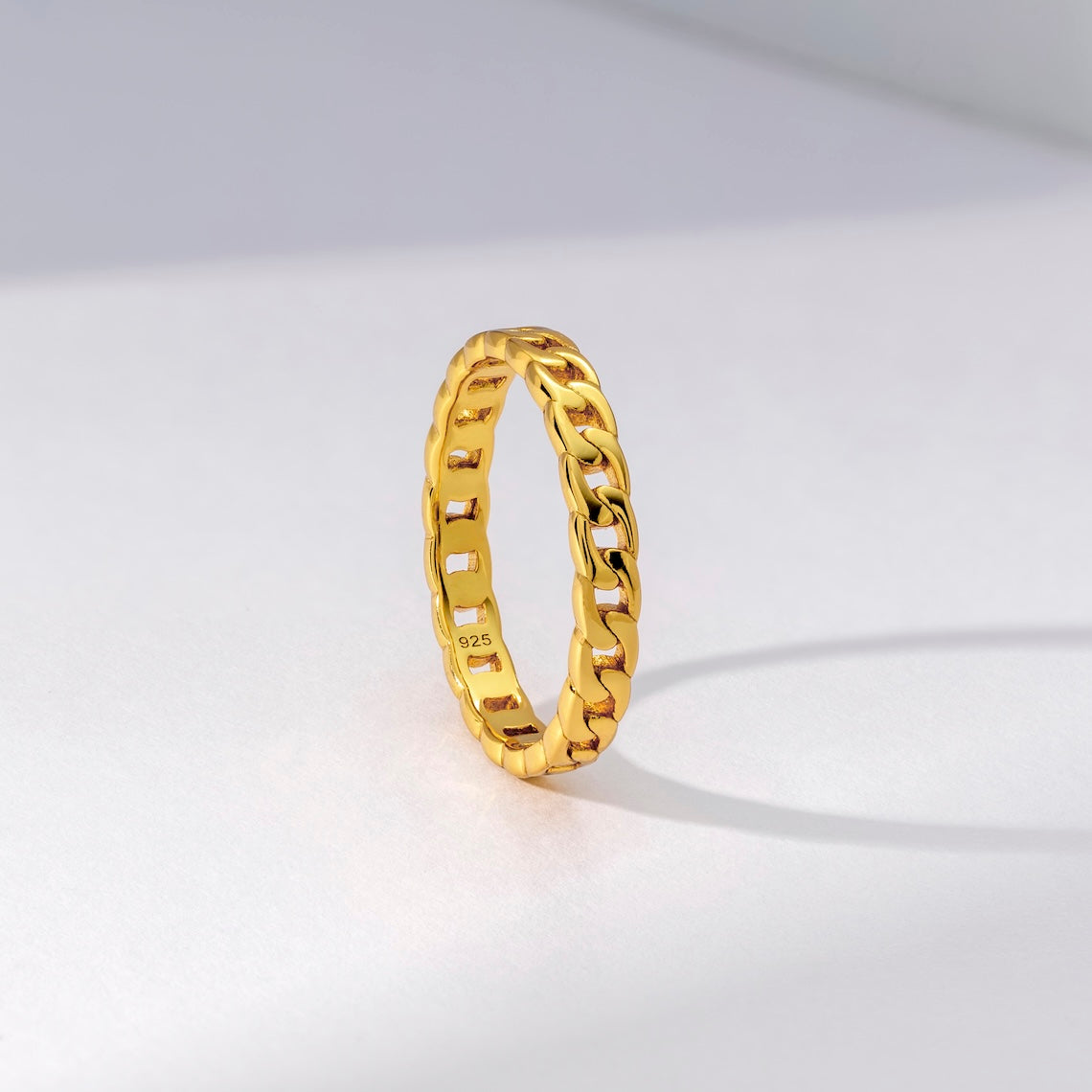 18k Gold Vermeil Cuban Chain Ring