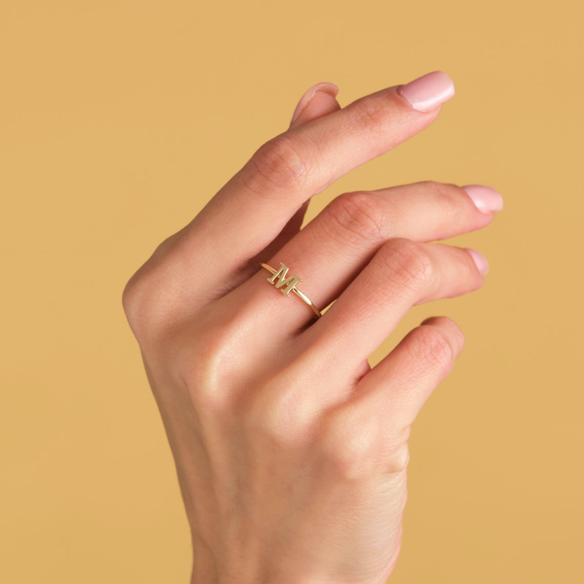 14k Gold Personalized Initial Ring