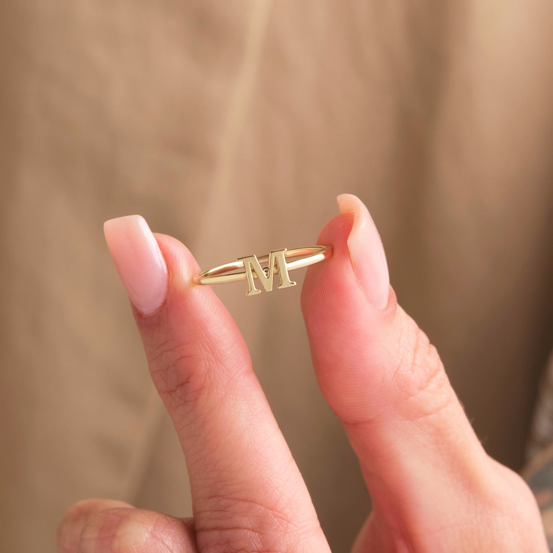 14k Gold Personalized Initial Ring
