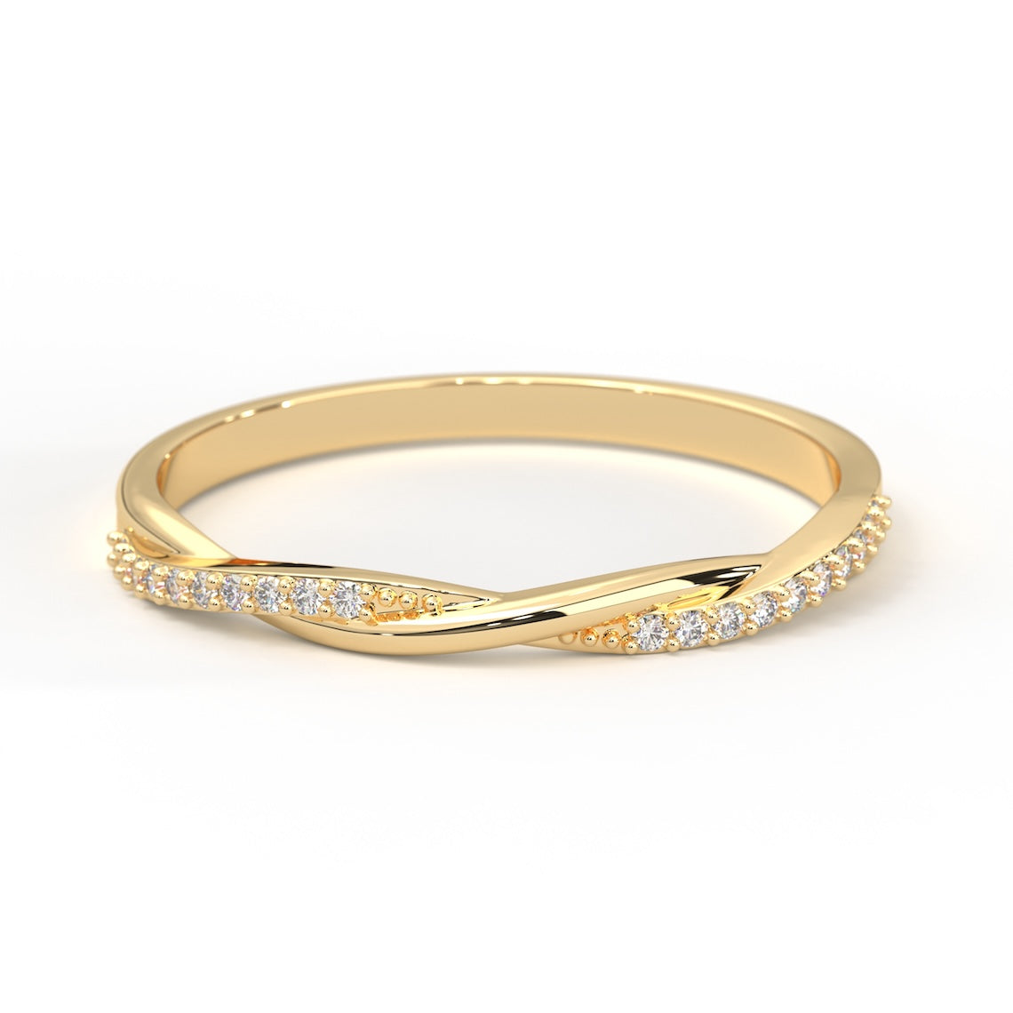 Petite Twisted Engagement Ring 14K Gold