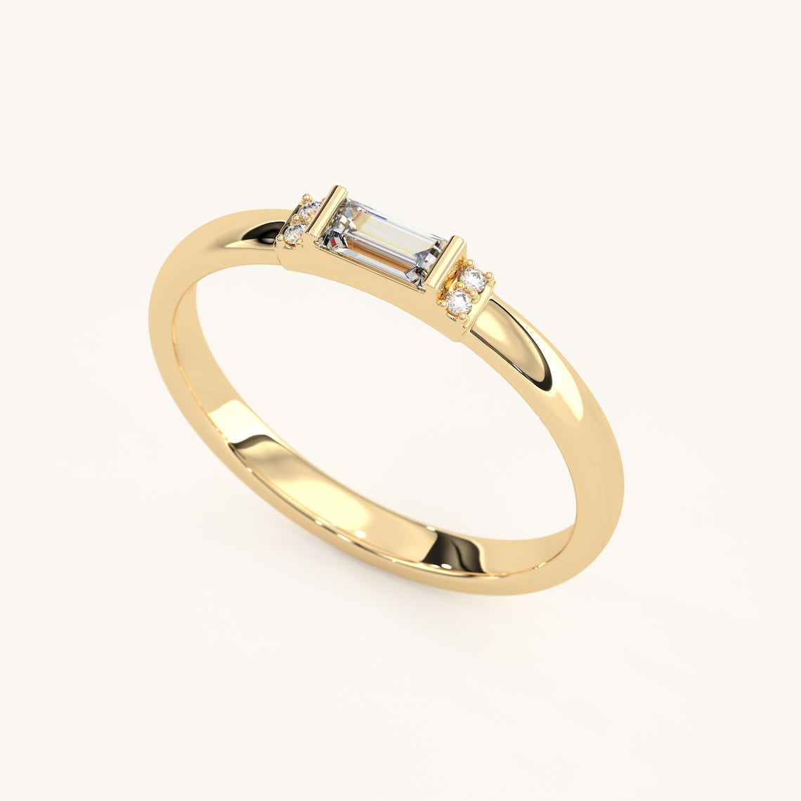 18k Gold Vermeil White CZ Baguette Ring