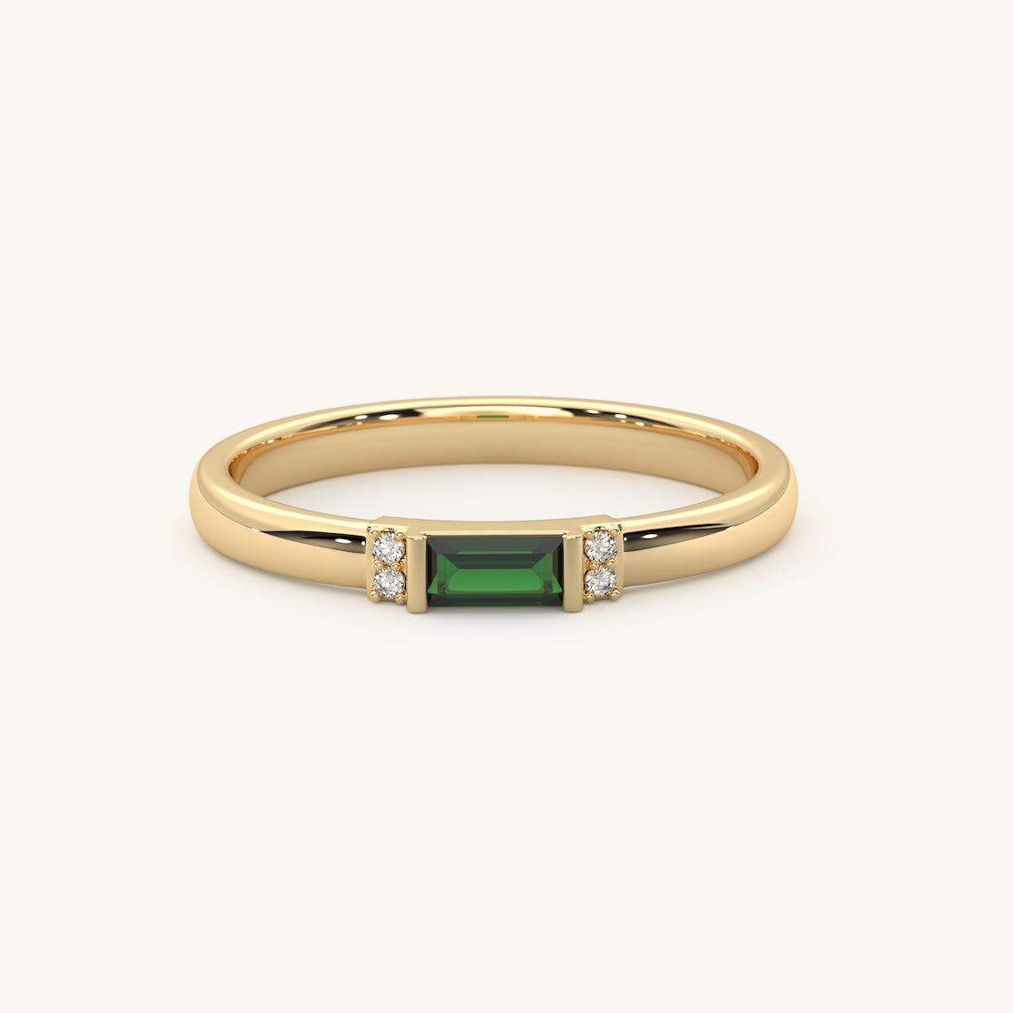 14k Gold Vermeil Emerald Baguette Ring