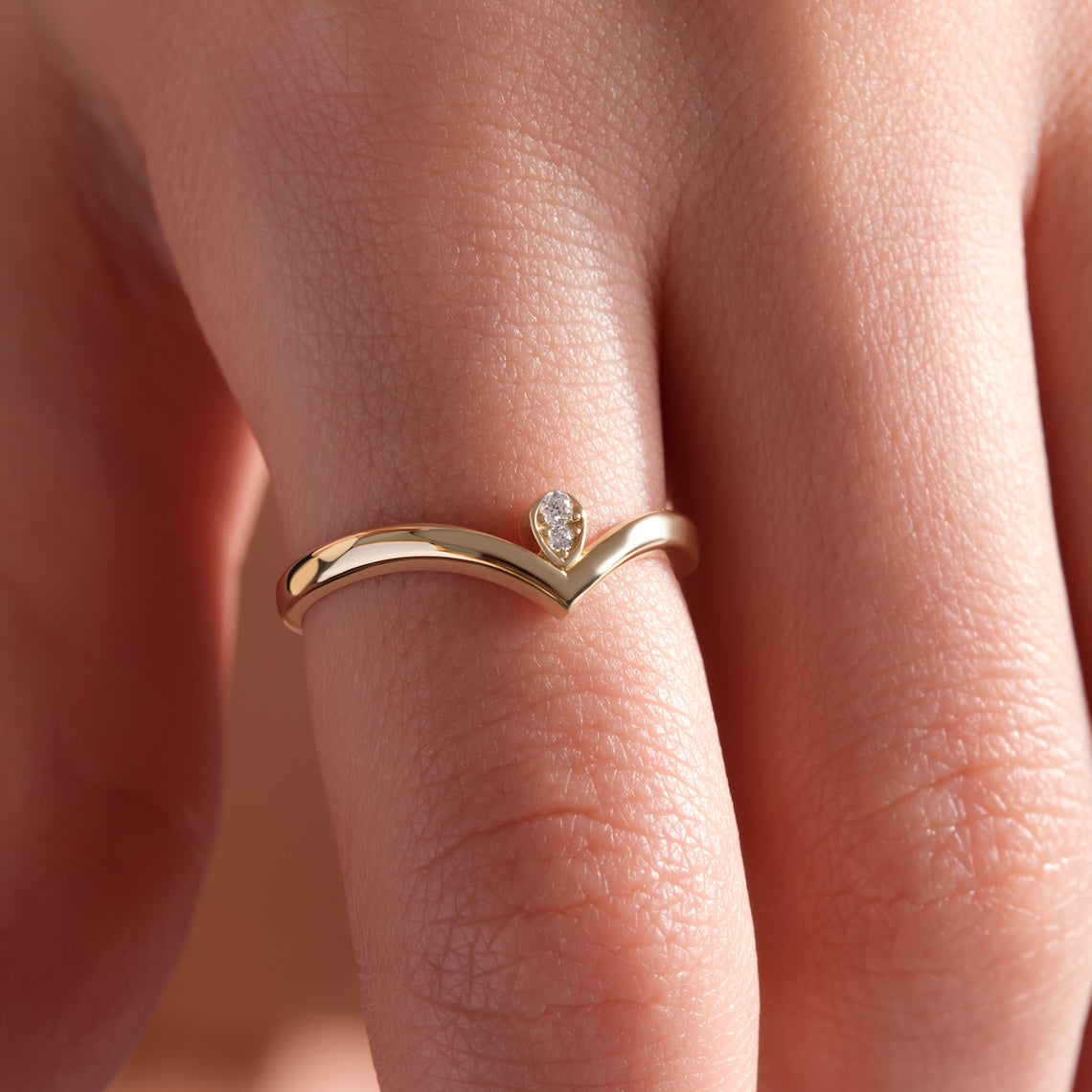 14k yellow gold chevron ring