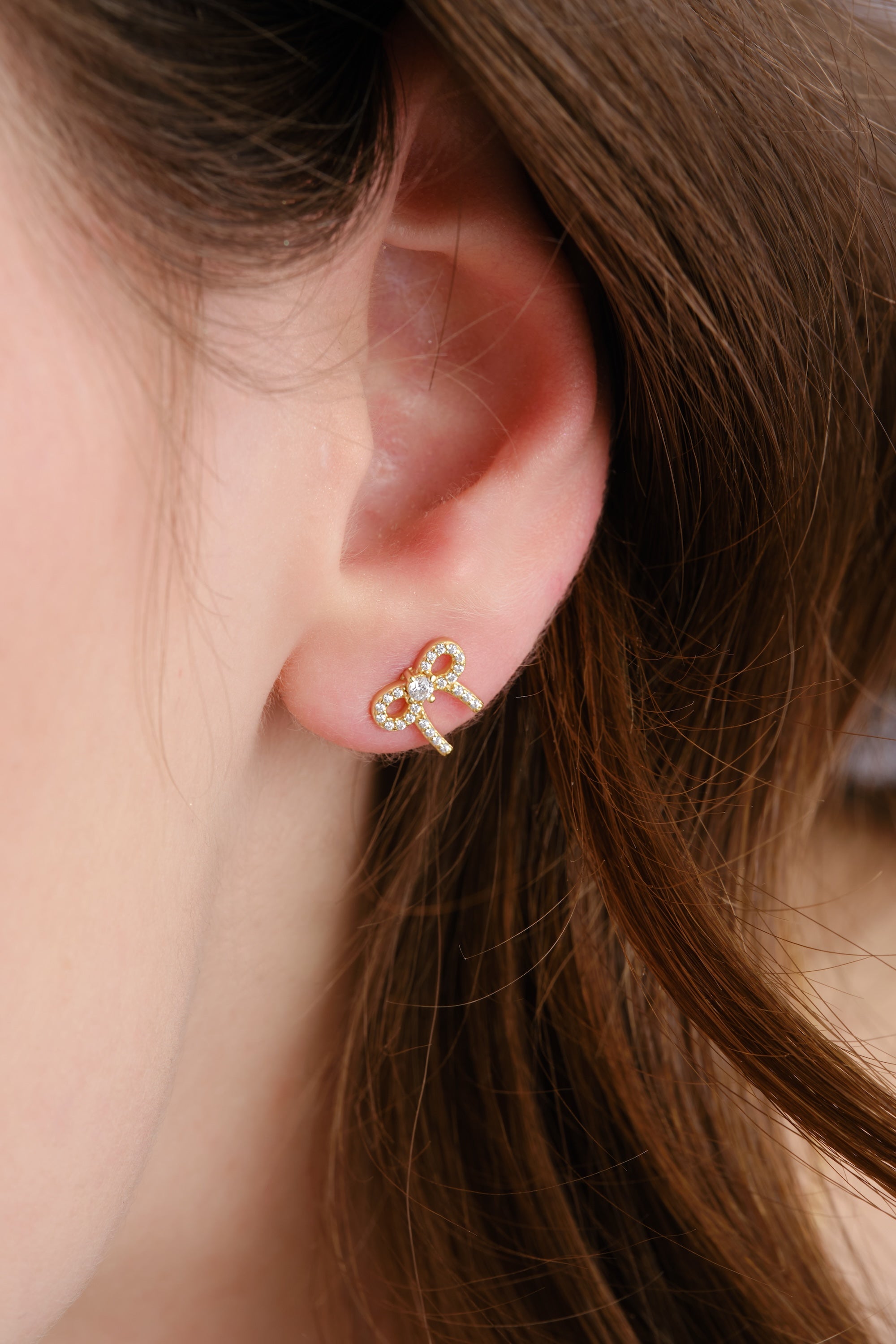 14k Gold Vermeil Bow Stud