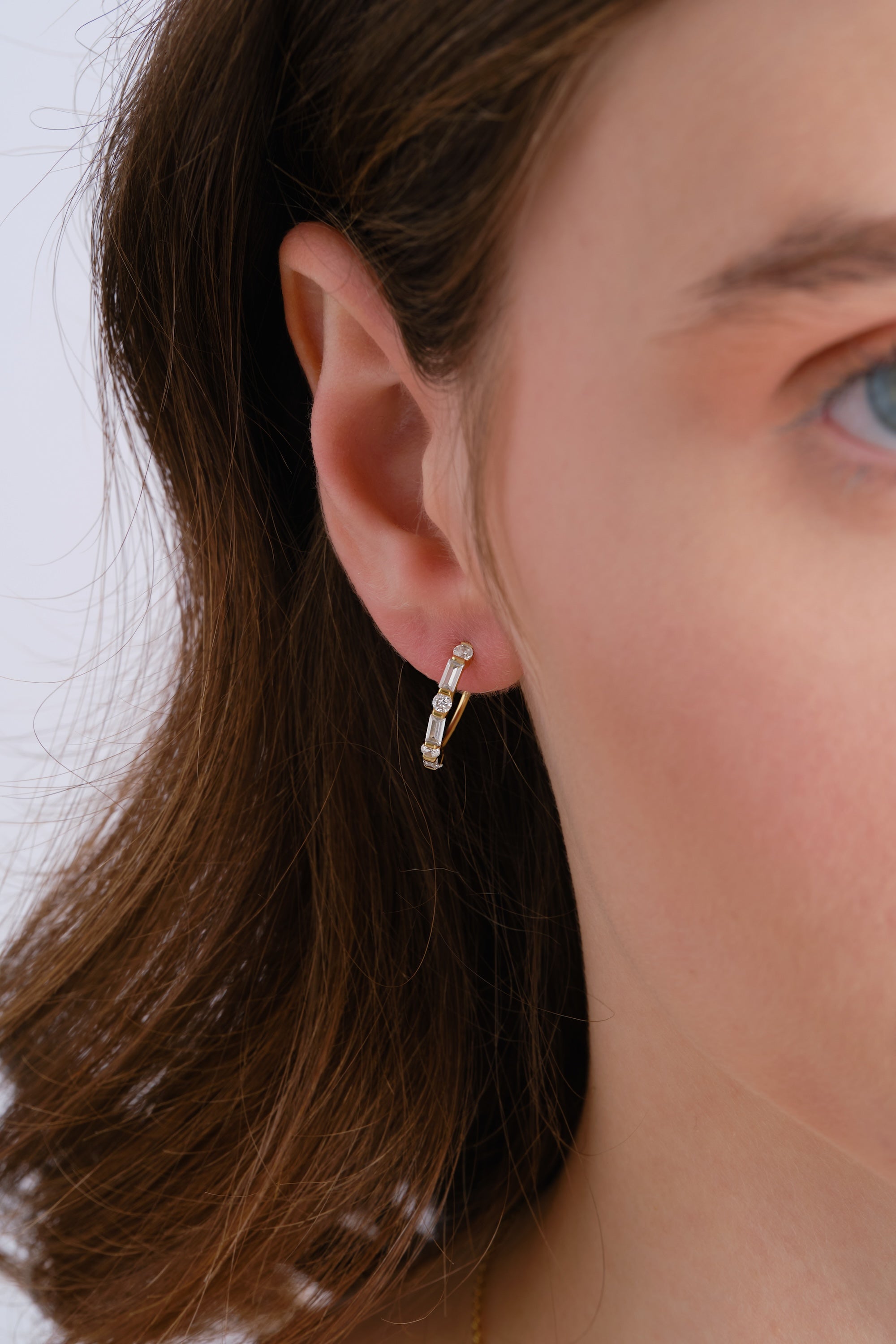 14k Gold Vermeil Baguette Hoop