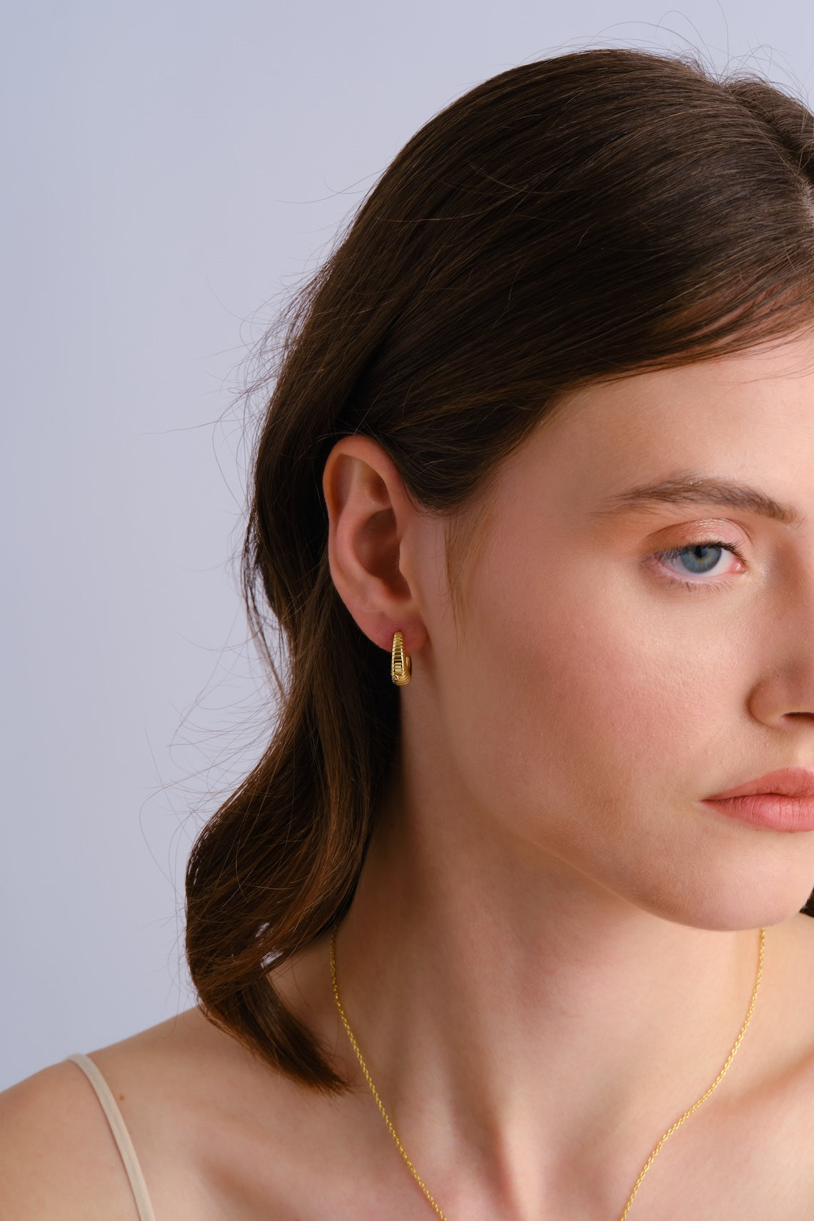 14k Gold Vermeil Ribbed Hoop Earrings