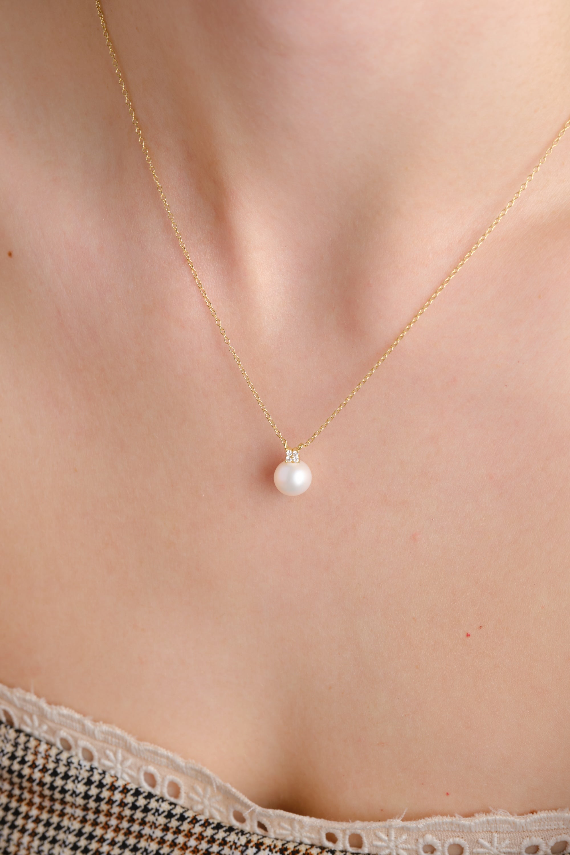 14k Gold Vermeil Dainty Pearl Necklace