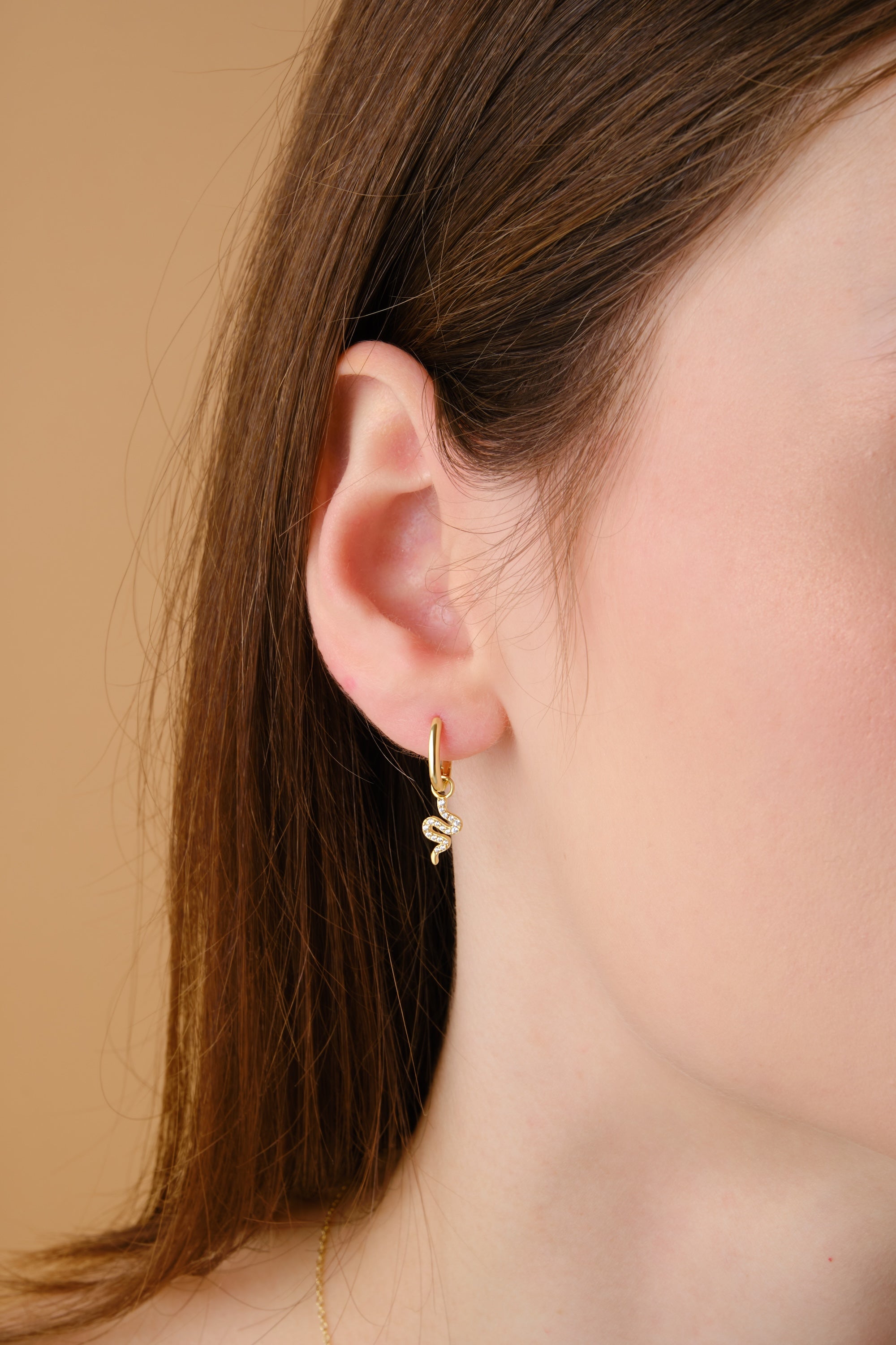 14k Gold Vermeil Snake Charm Earring