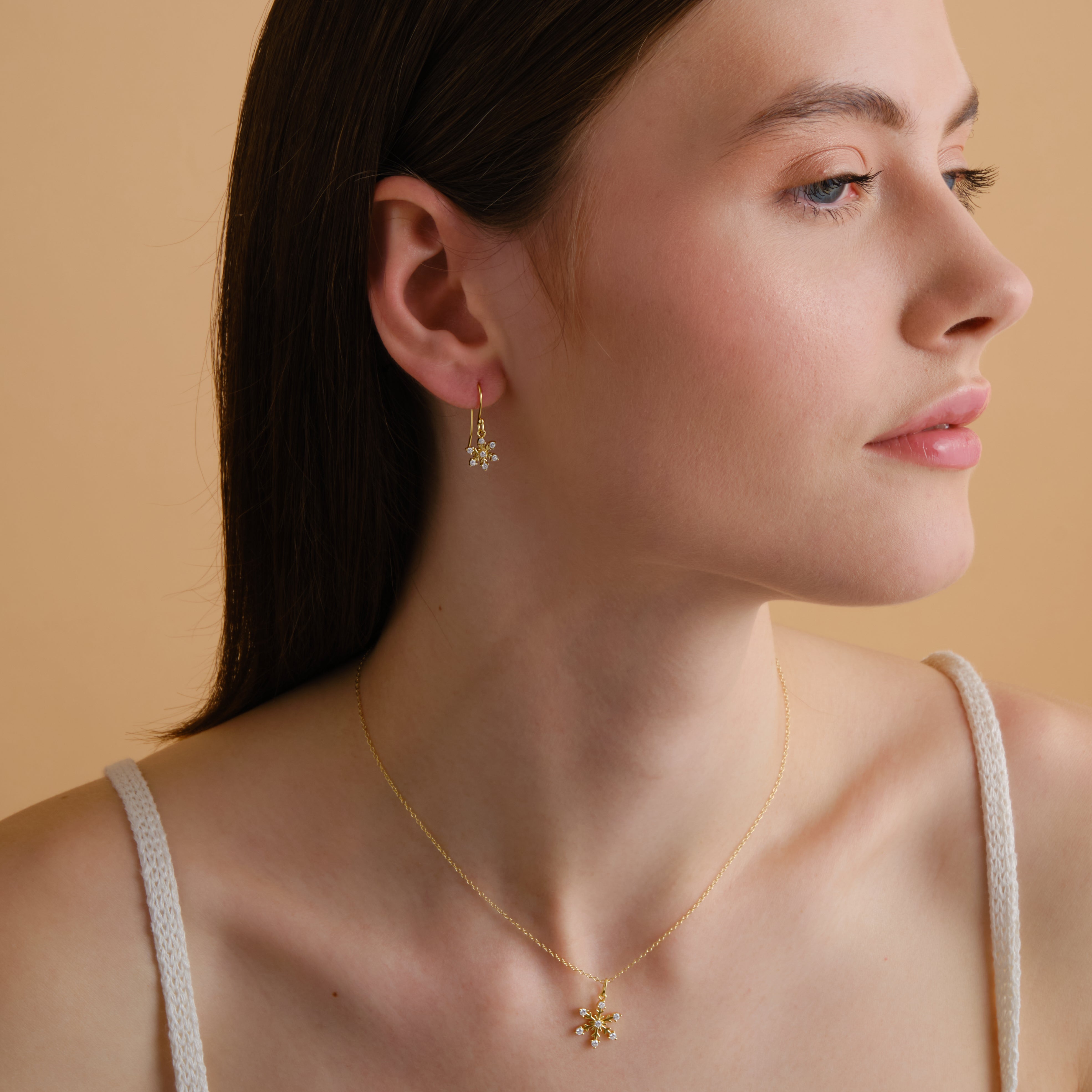 14k Gold Vermeil Snowflake Necklace