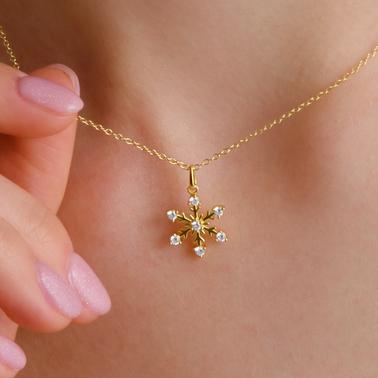 14k Gold Vermeil Snowflake Necklace