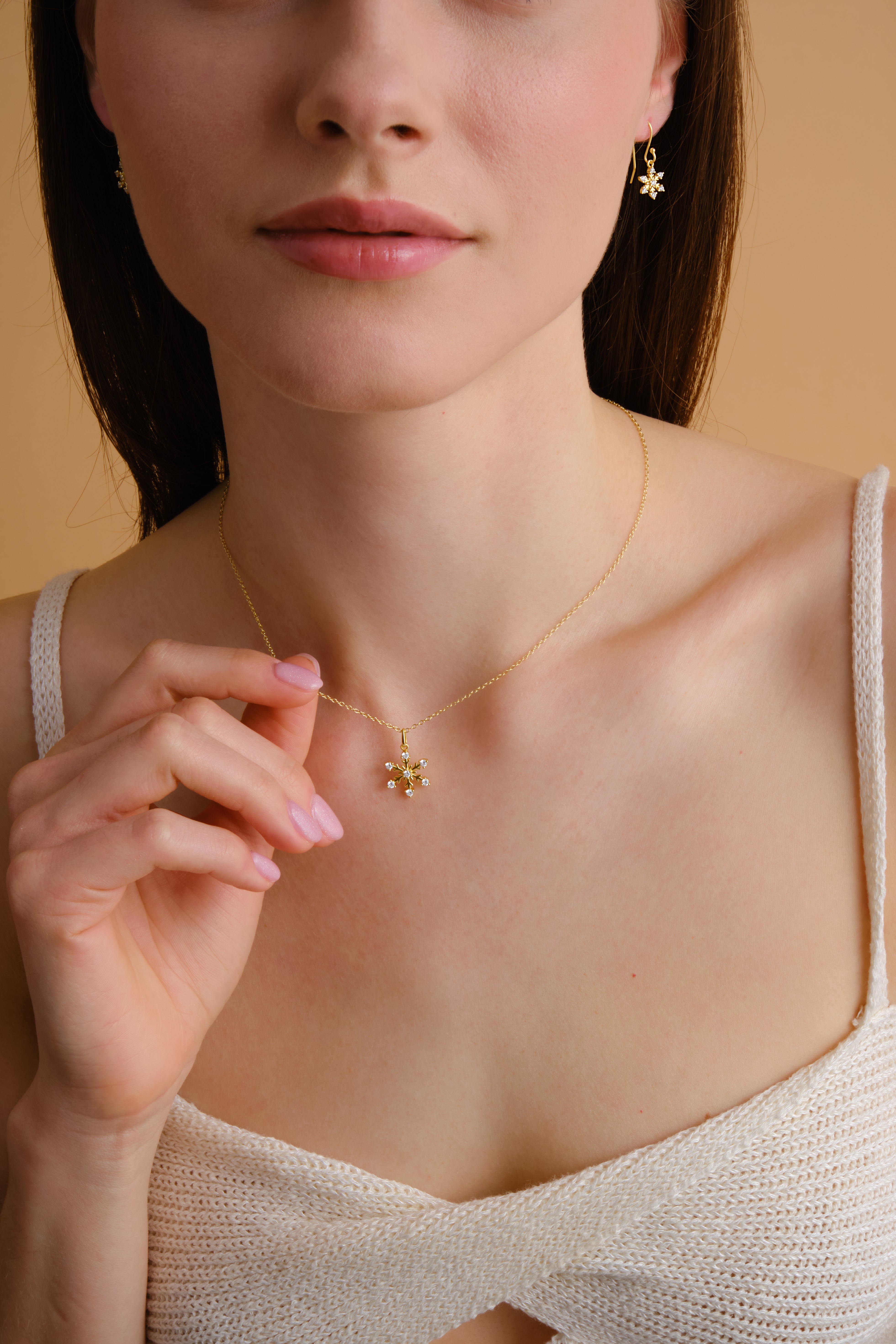 14k Gold Vermeil Snowflake Necklace