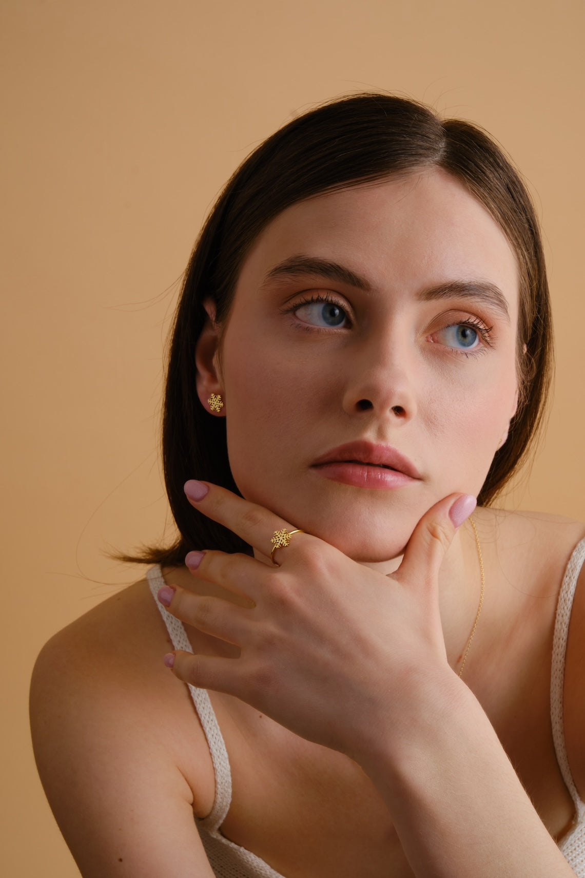 14k Gold Vermeil Snowflake Earring