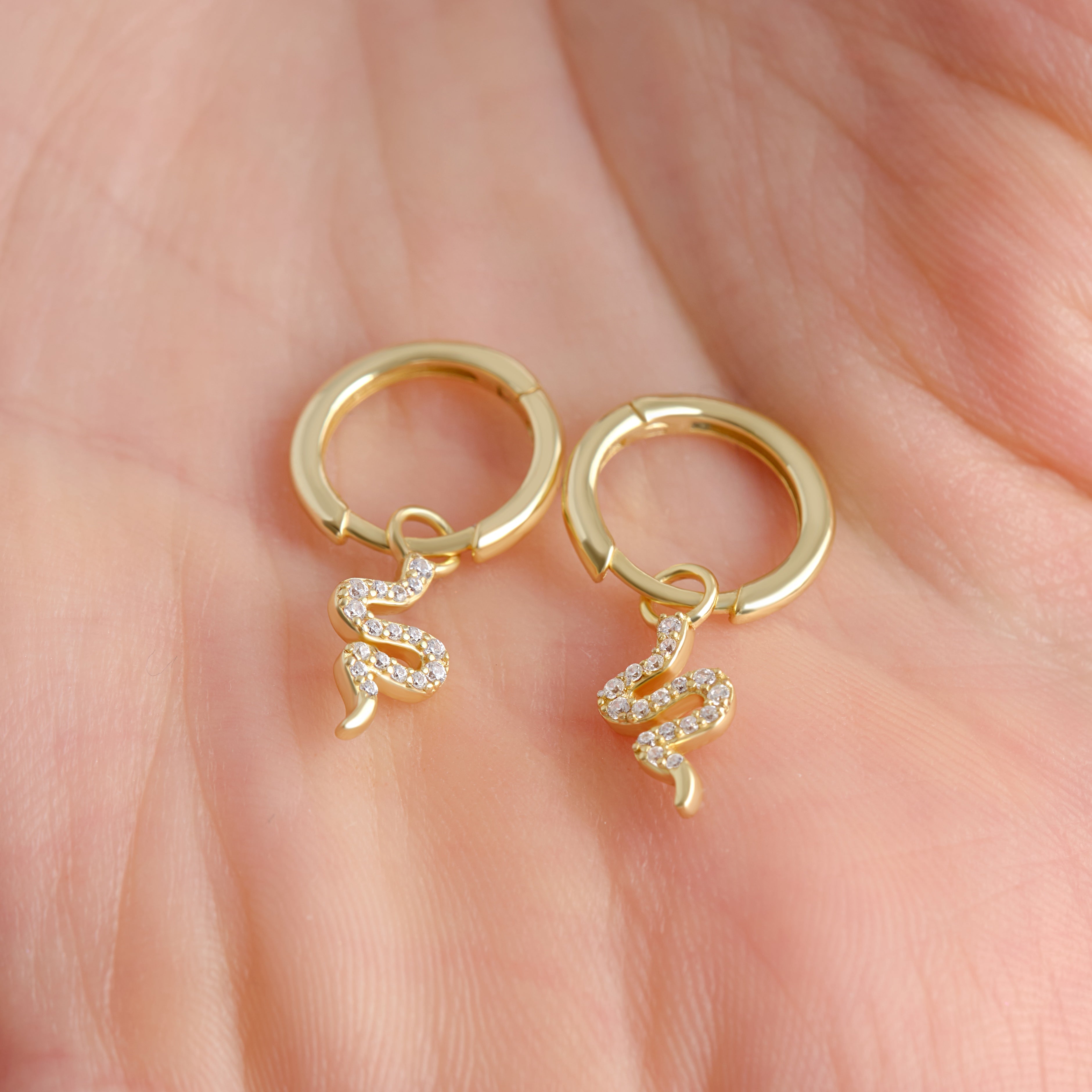 14k Gold Vermeil Snake Charm Earring