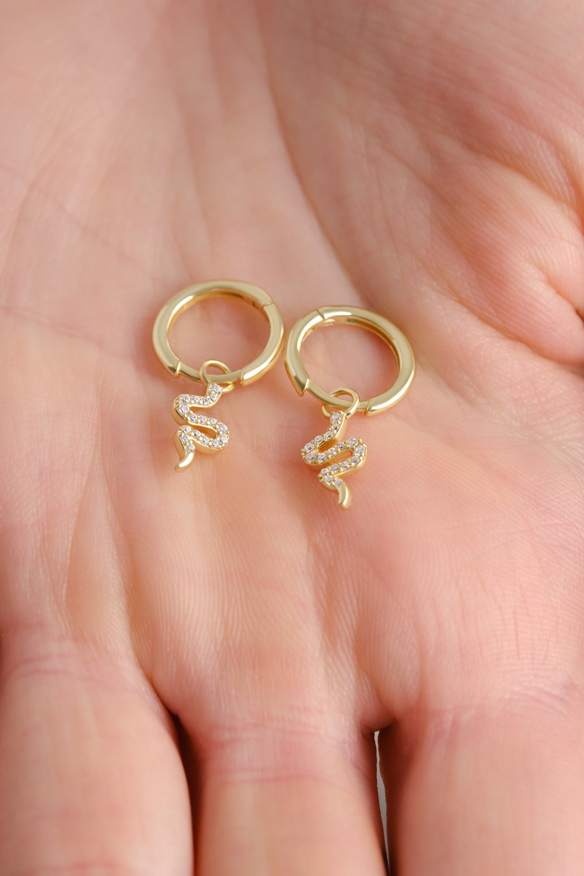 14k Gold Vermeil Snake Charm Earring