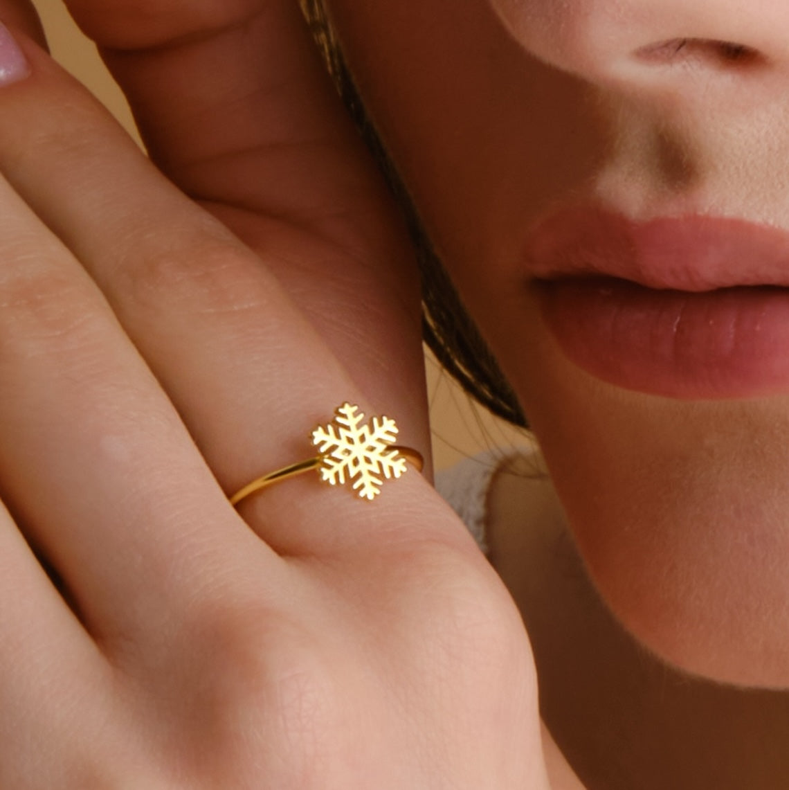 14k Gold Vermeil Snowflake Ring