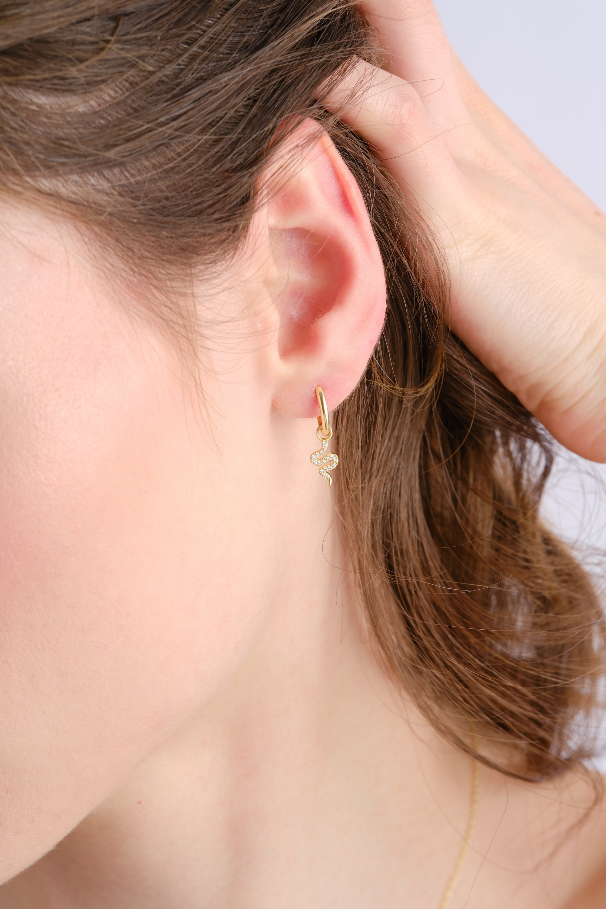14k Gold Vermeil Snake Charm Earring