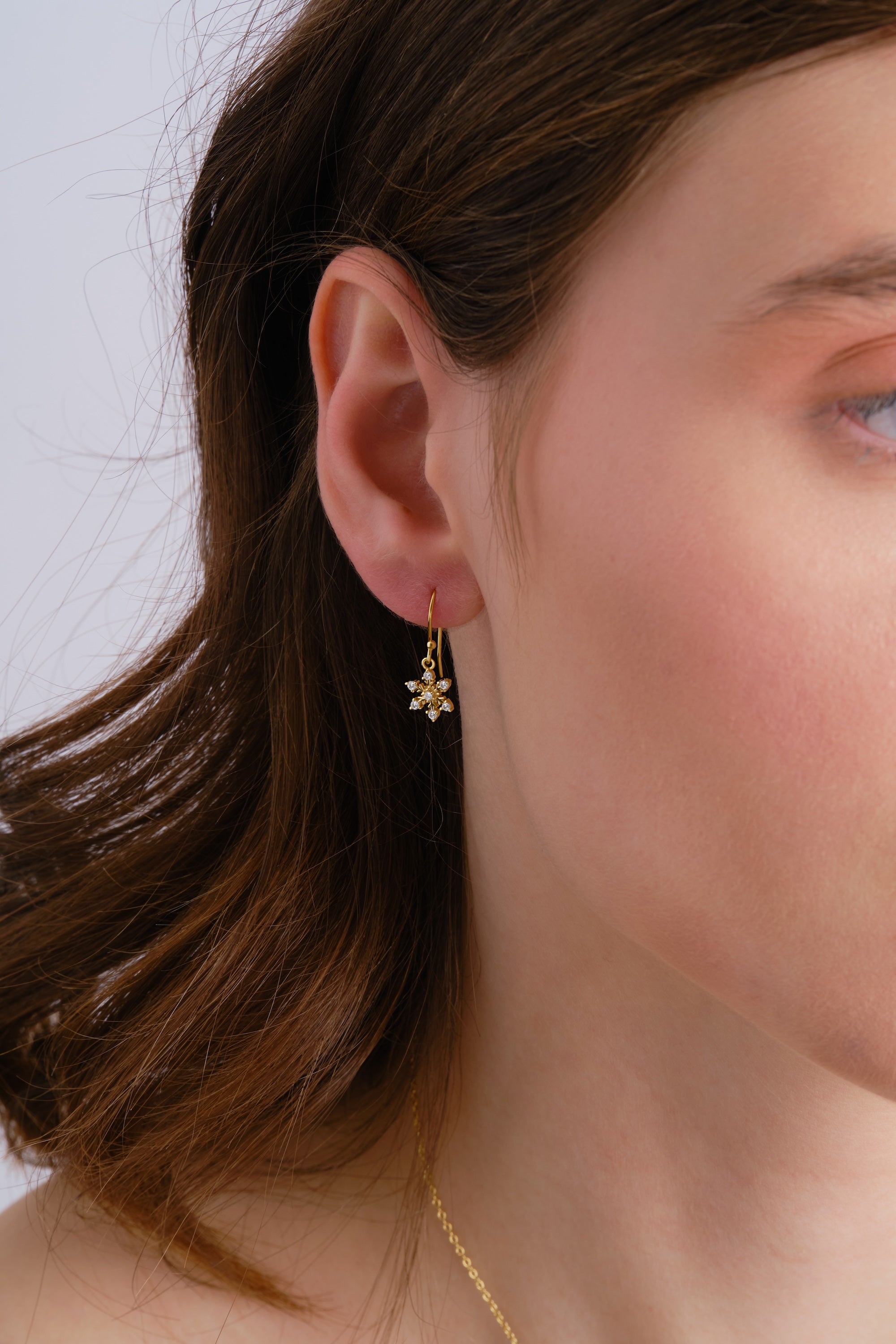 14k Gold Vermeil Snowflake Earring
