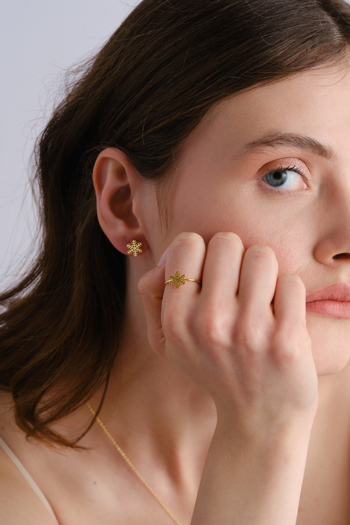 14k Gold Vermeil Snowflake Earring