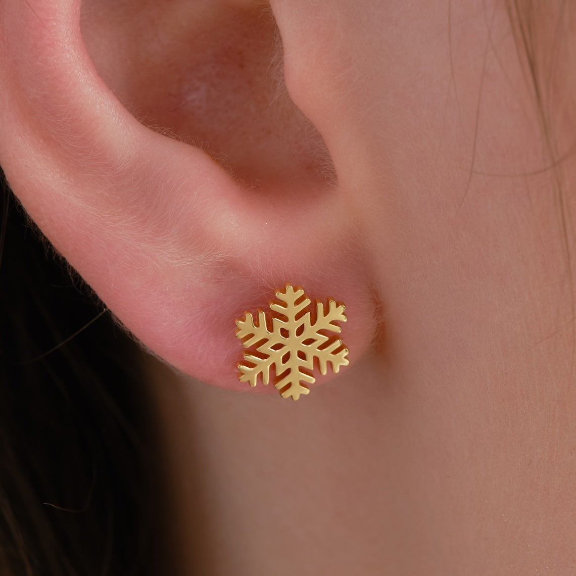 14k Gold Vermeil Snowflake Earring