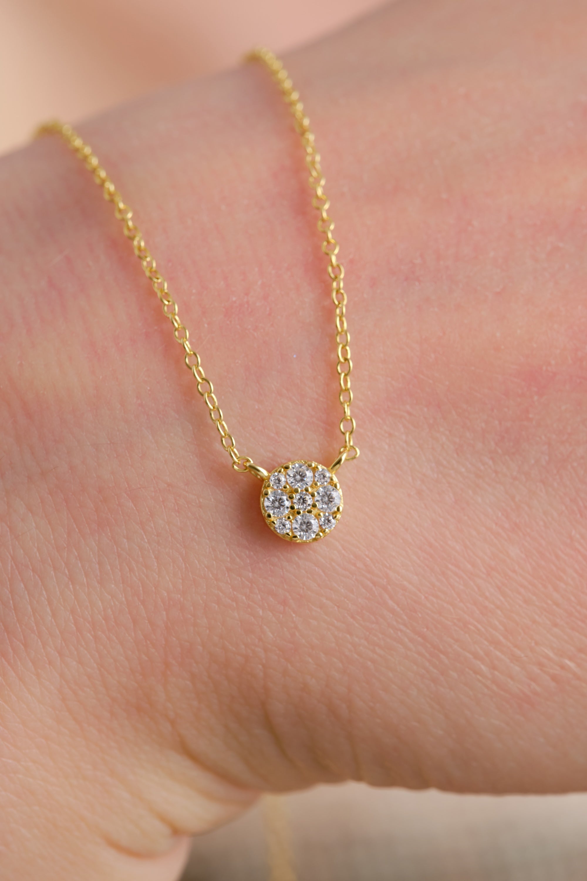 14k Gold Vermeil Dainty Diamond Necklace