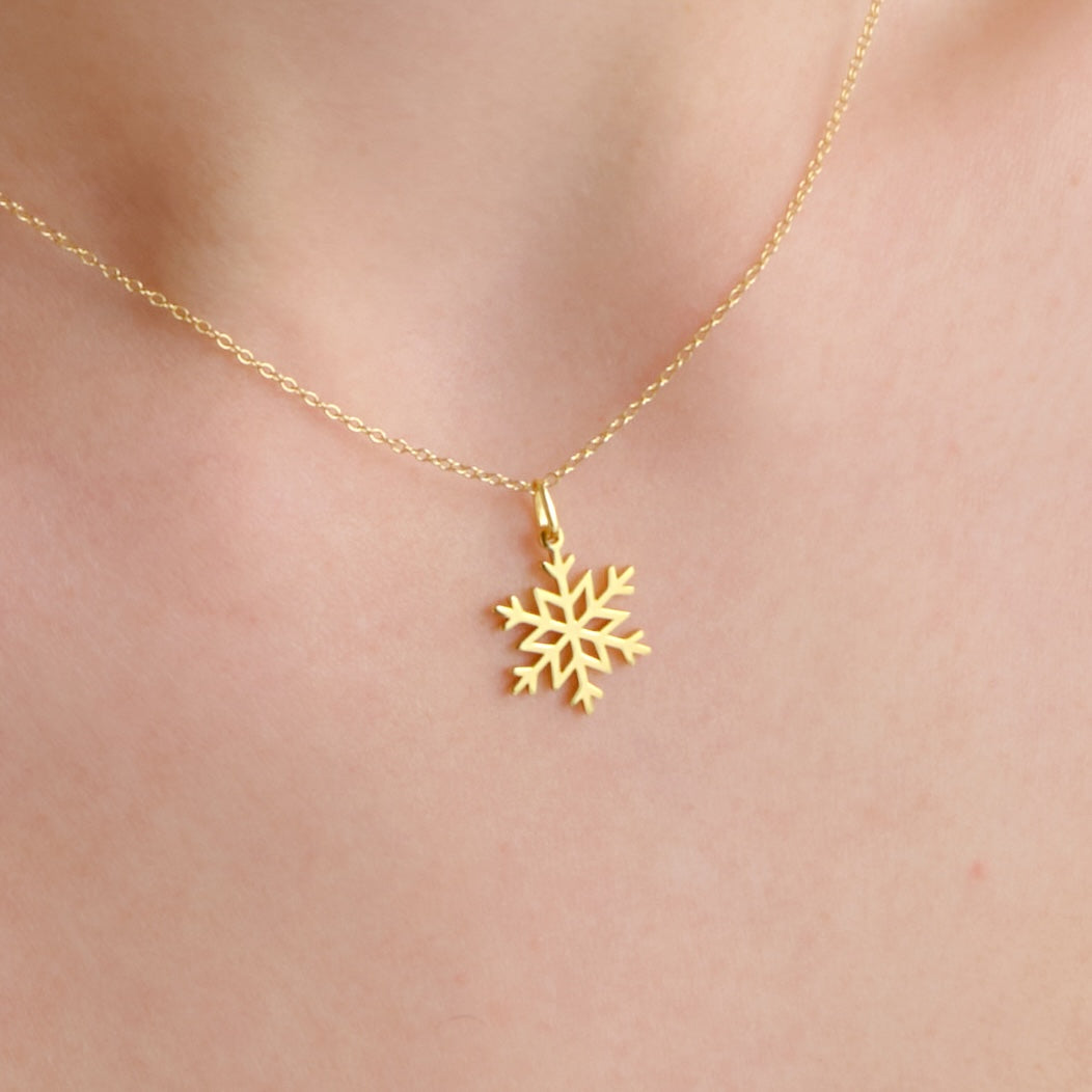 14k Gold Vermeil Snowflake Necklace