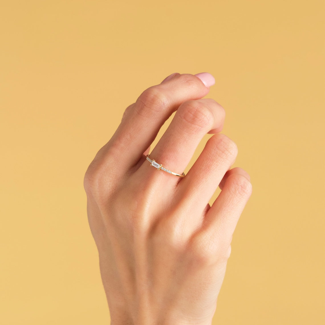 Baguette Diamond Engagement Ring 14k Gold