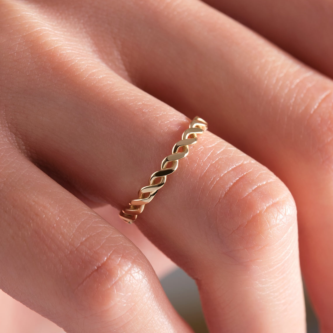 Braided Gold Ring Eternity Band 14K Gold