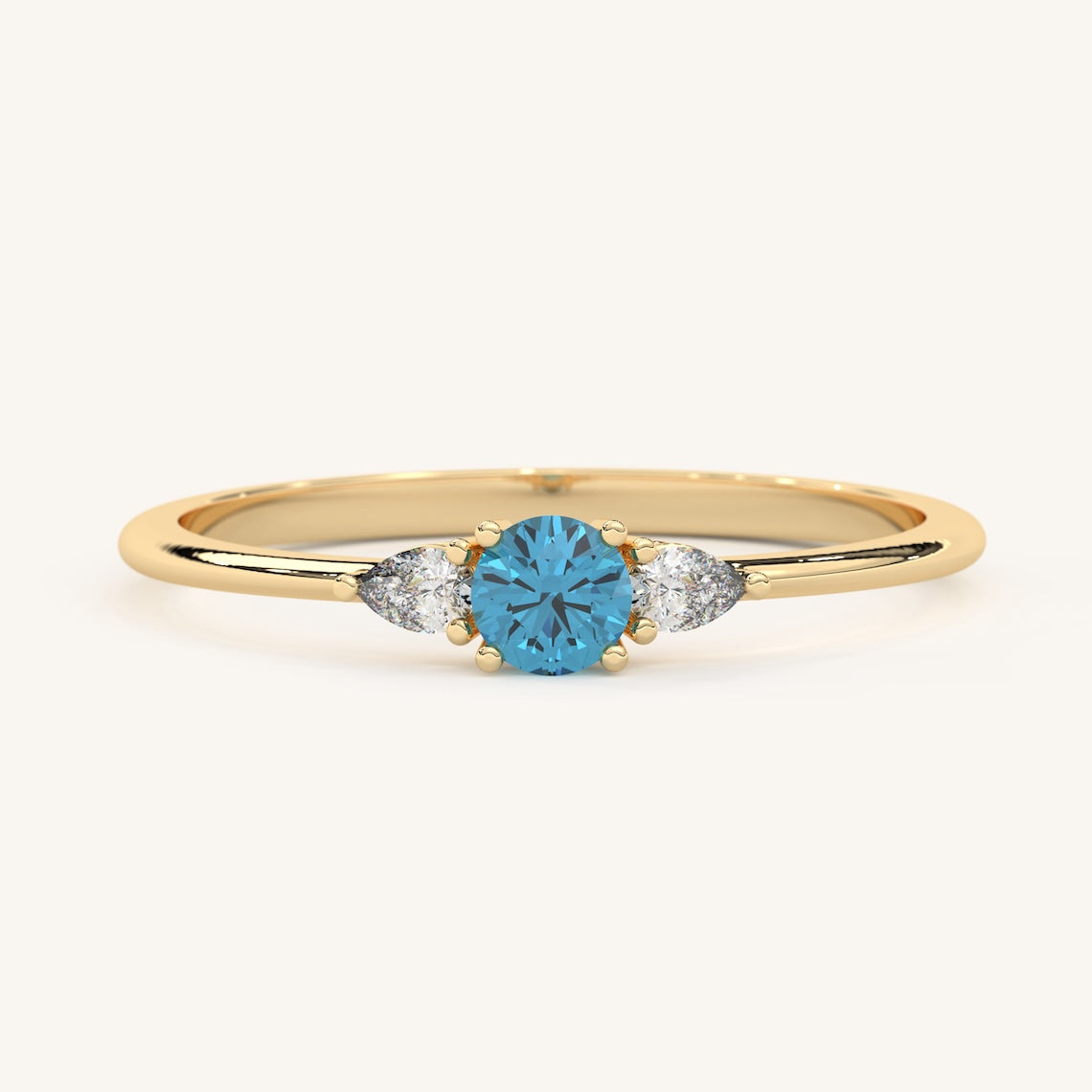 Aquamarine Birthstone Ring 14k Gold