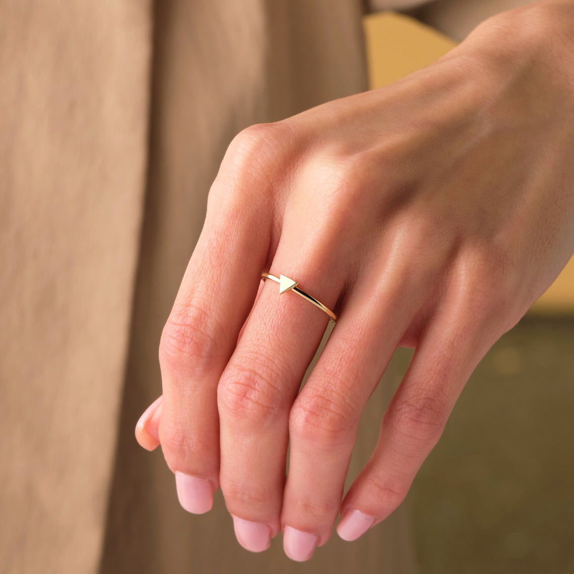 Dainty Triangle Ring 14k Gold