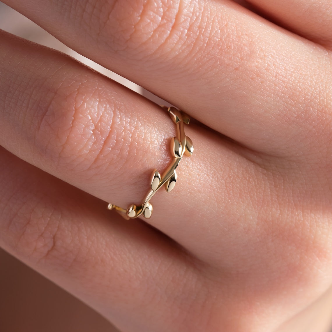 14k Gold Leaf Ring, Artemis