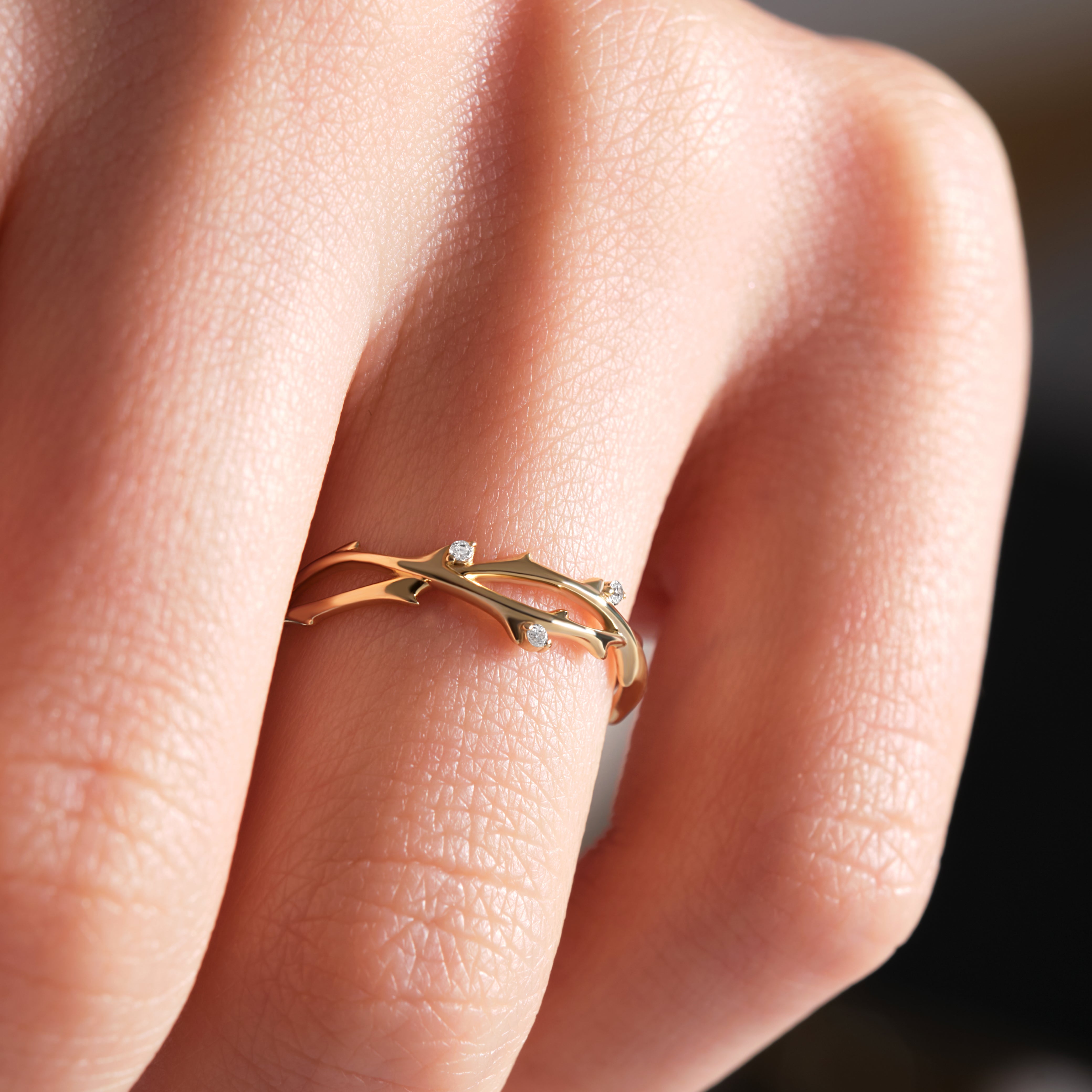 Branch Leaf Engagement Ring 14K Gold