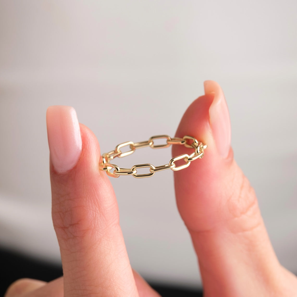 Paperclip Chain Ring 14k Gold