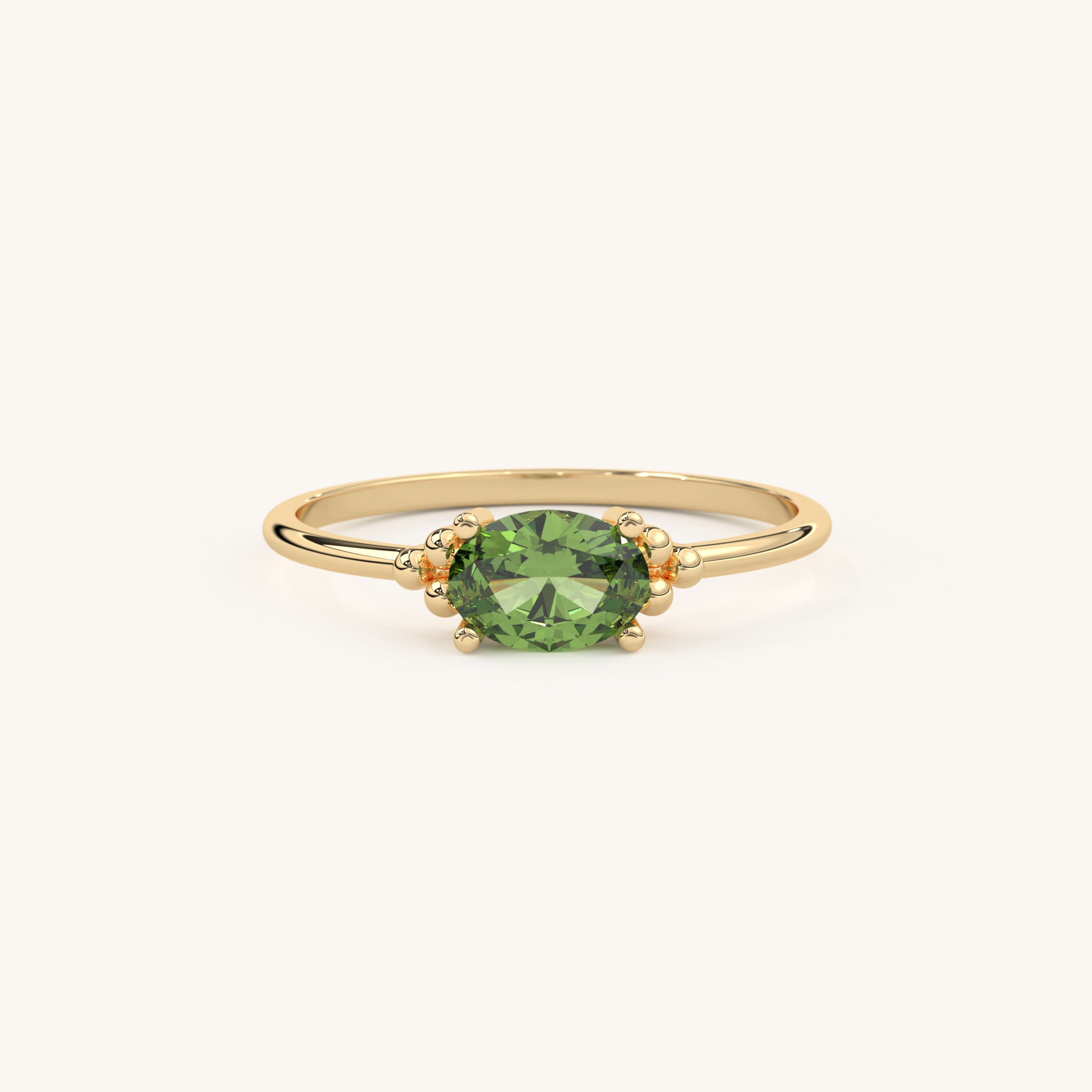 Oval Birthstone Ring with Prong Setting 14k Gold