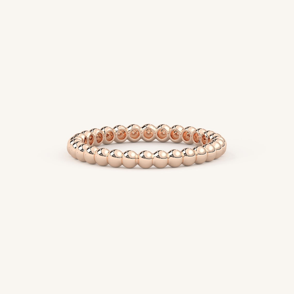 14k Gold Beaded Wedding Band