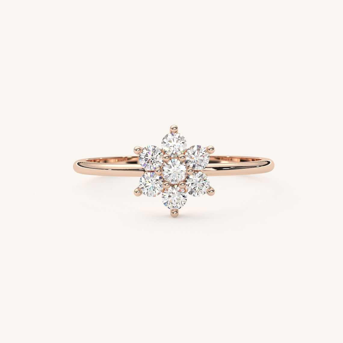 Dainty Diamond Daisy Ring 14k Gold