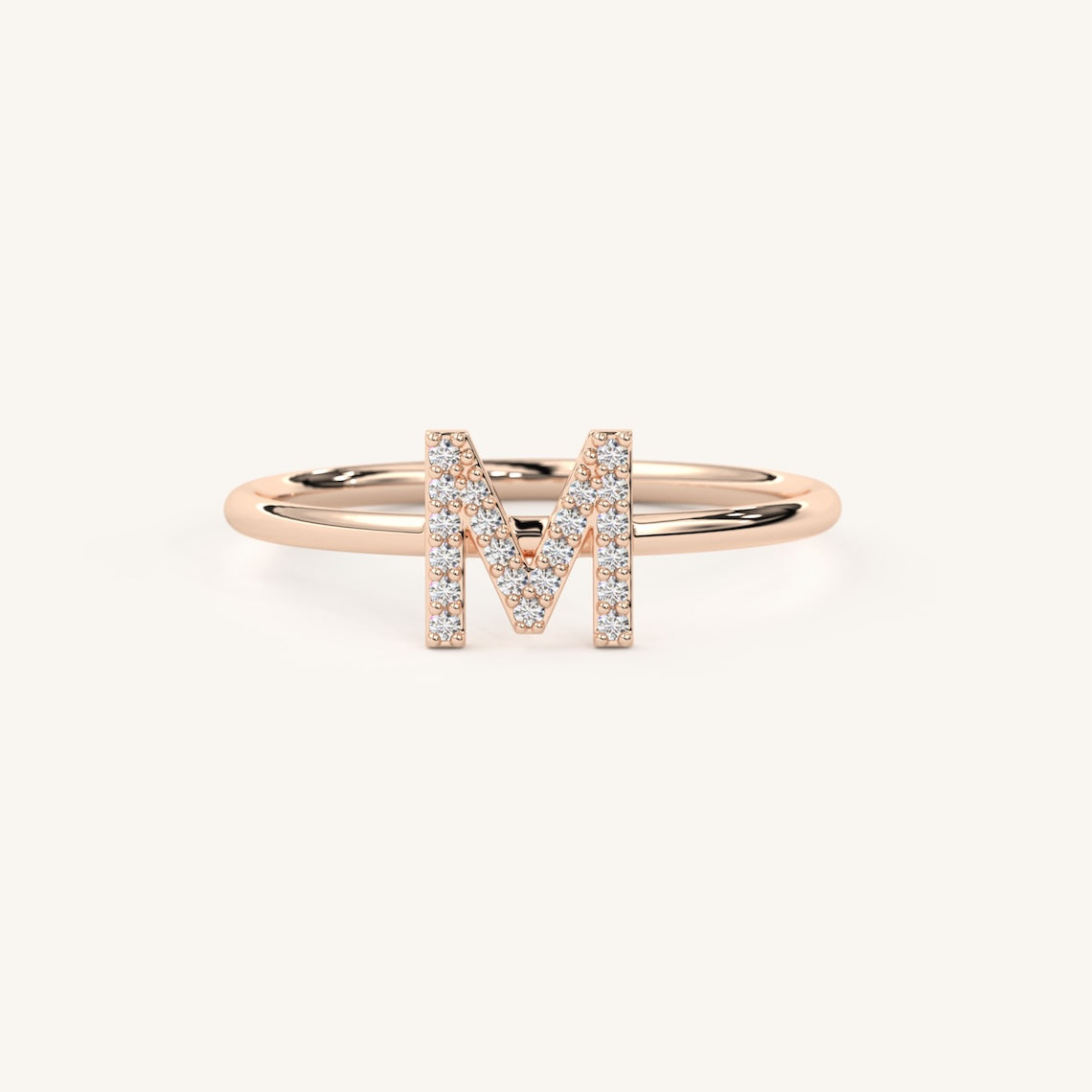 rose gold custom initial ring
