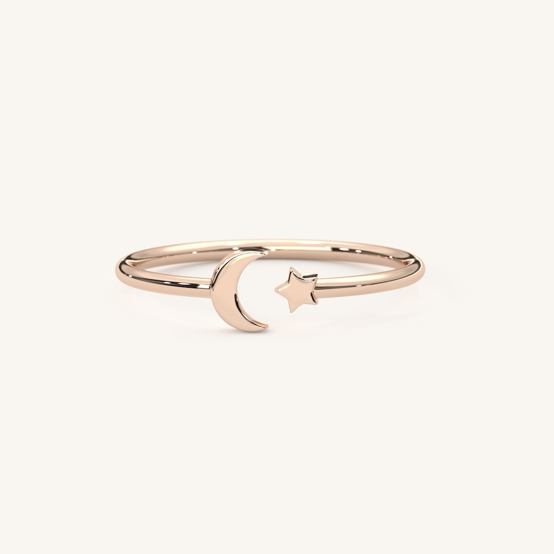 Celestial Moon Star Ring 14k Gold