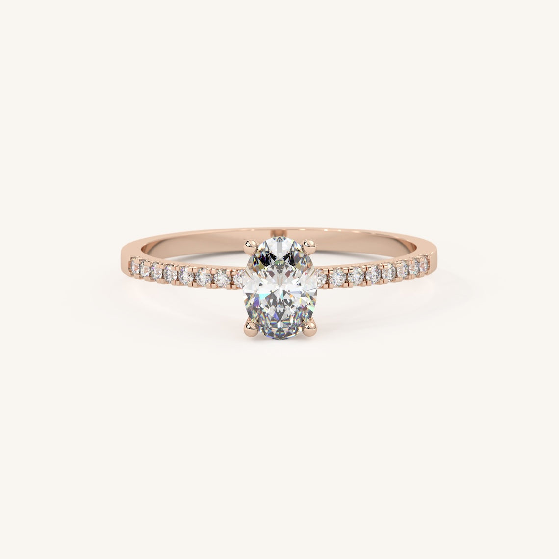 14k Gold Oval Cut Diamond Ring, Isis