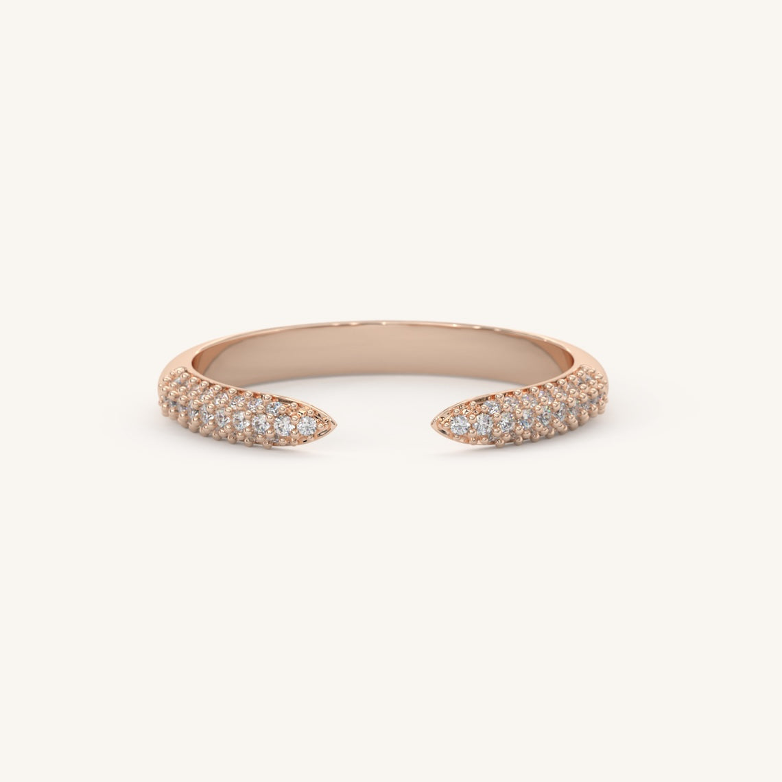 Pave Diamond Open Claw Ring 14k Gold
