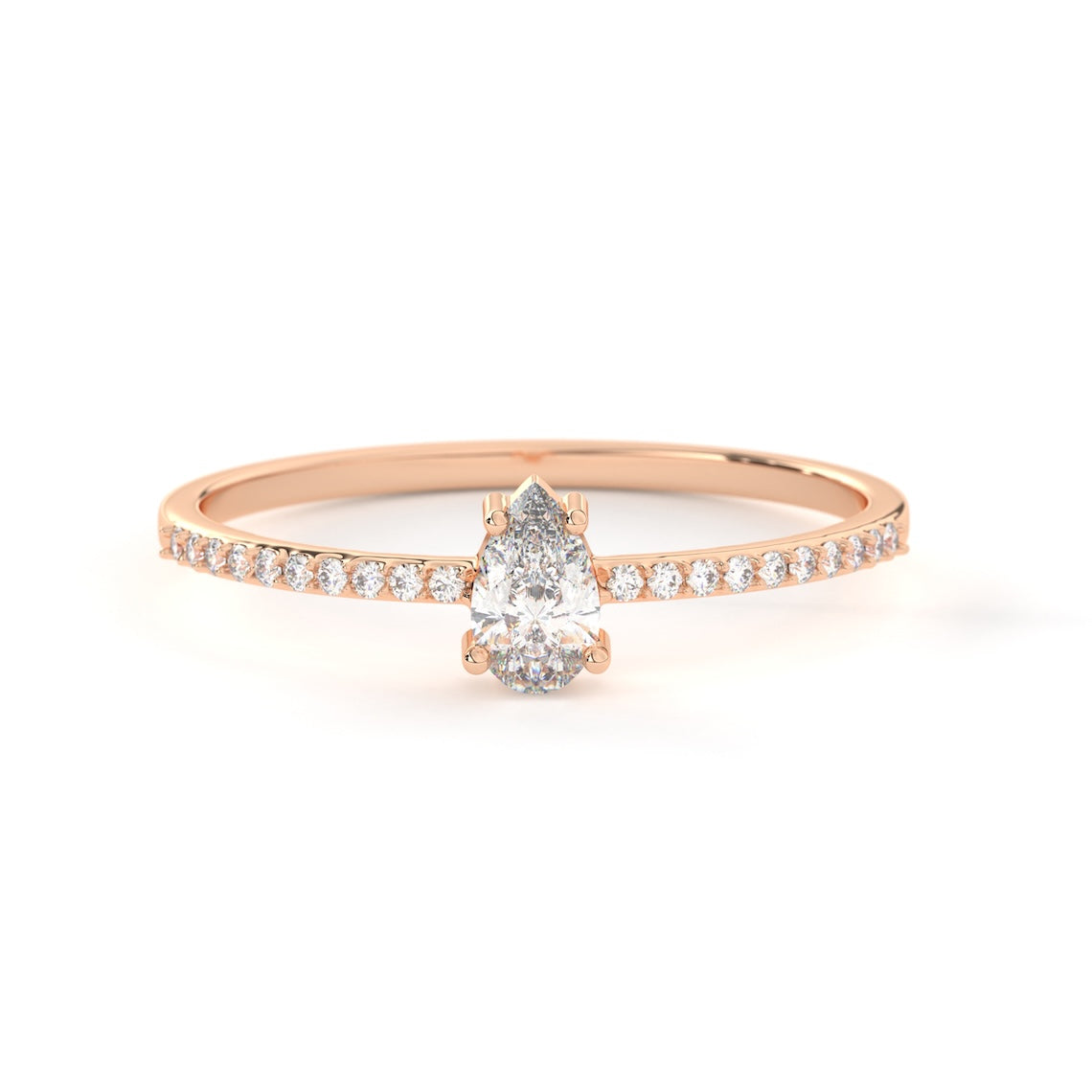 Pear Cut Diamond Engagement Ring 14k Gold