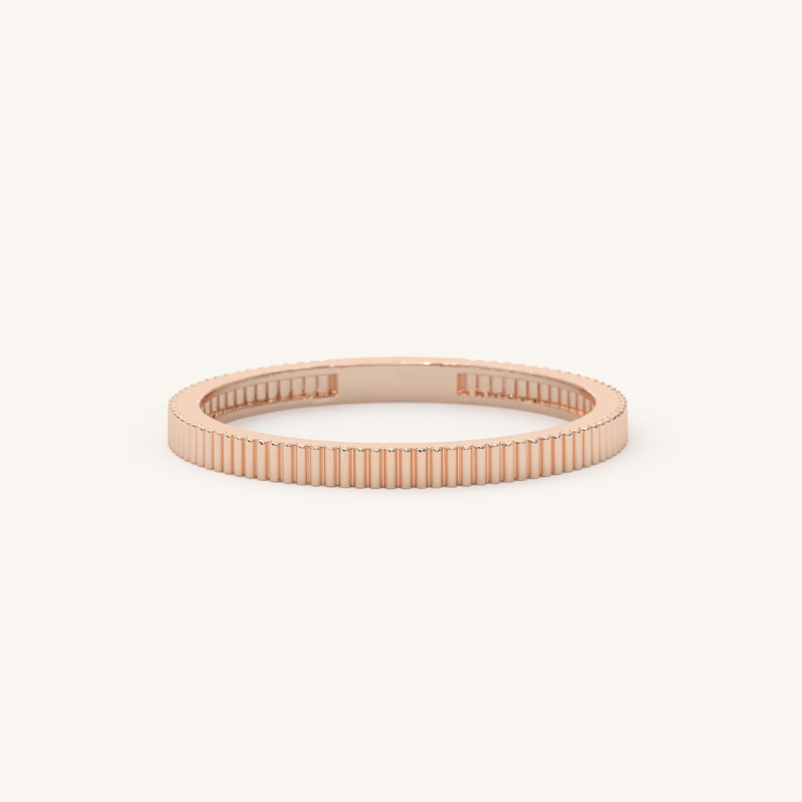 14k Gold Ribbed Wedding Band