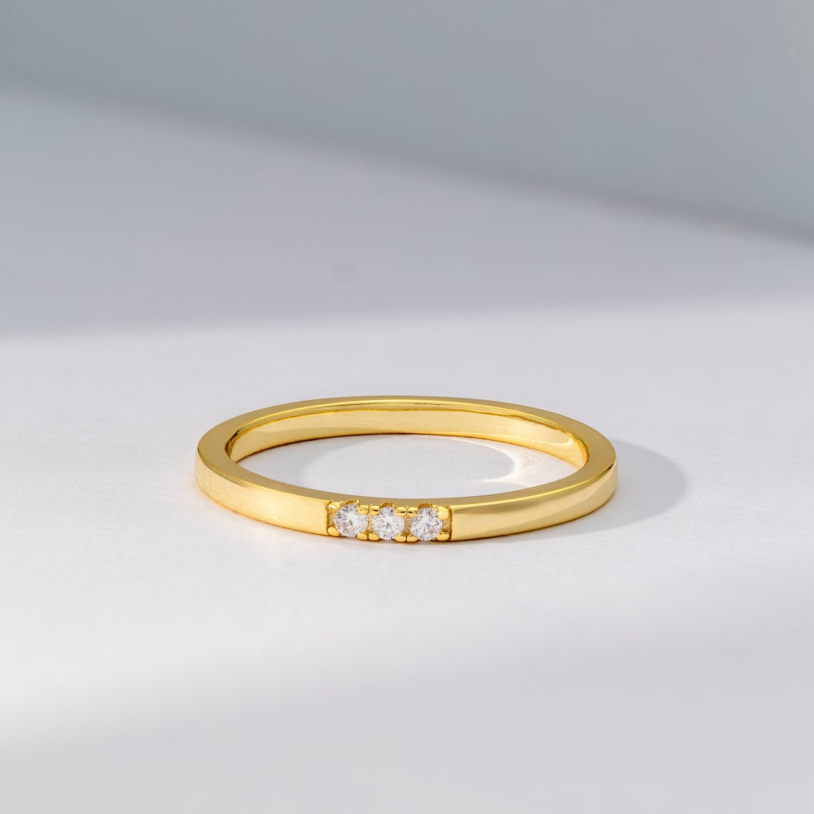 14k Gold Vermeil Three Stone Ring