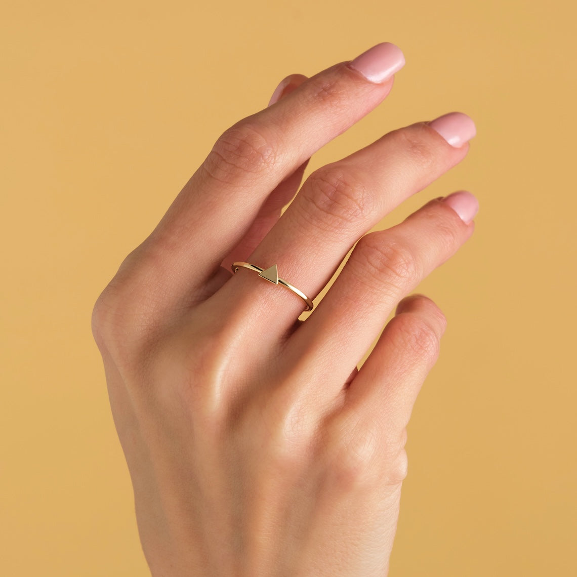 Dainty Triangle Ring 14k Gold