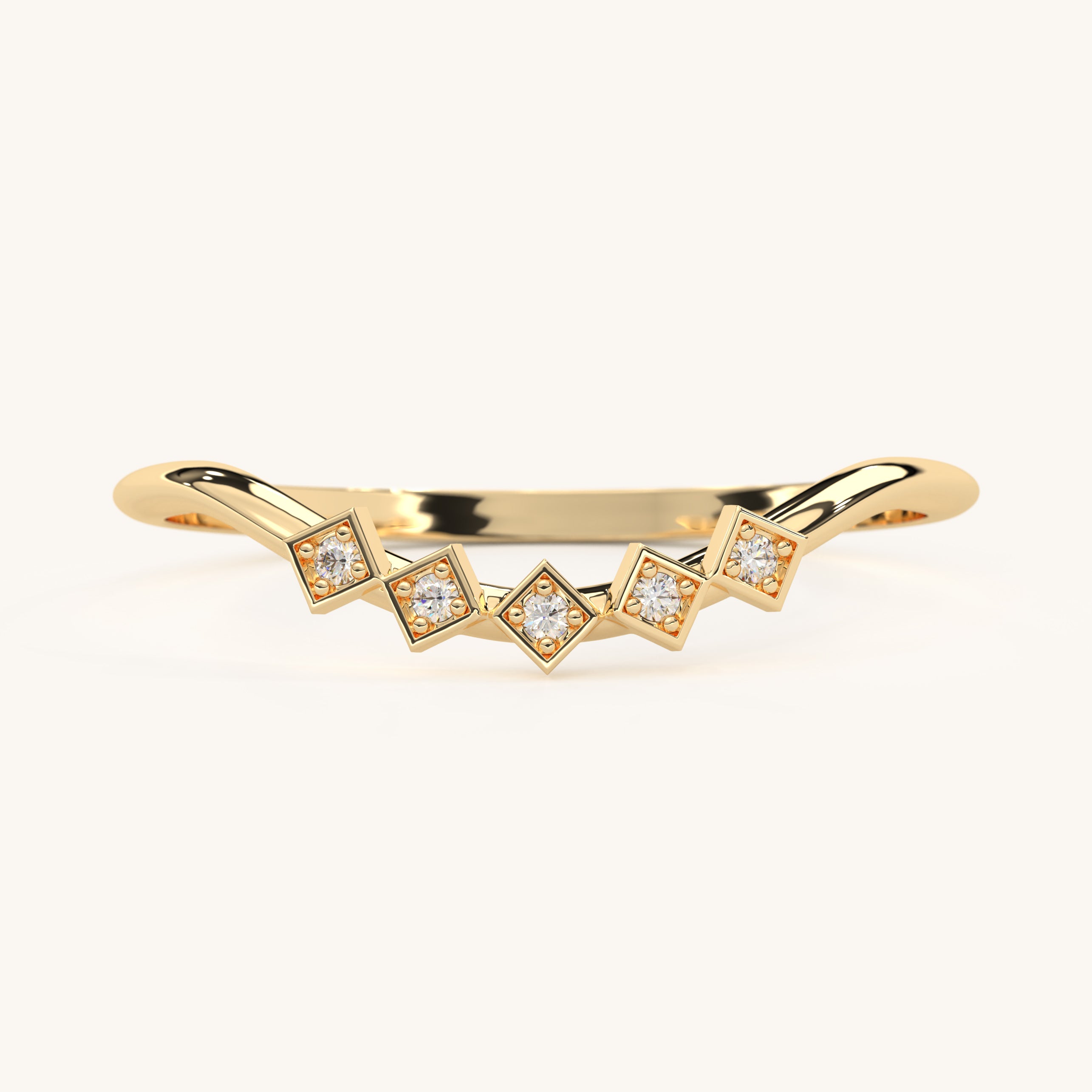 Diamond Curved Ring 14k Gold