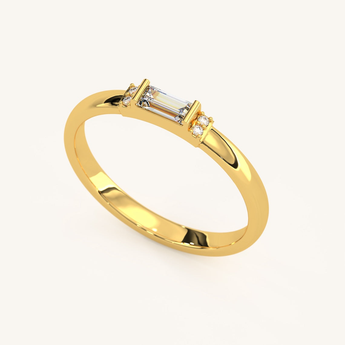 18k Gold Vermeil White CZ Baguette Ring